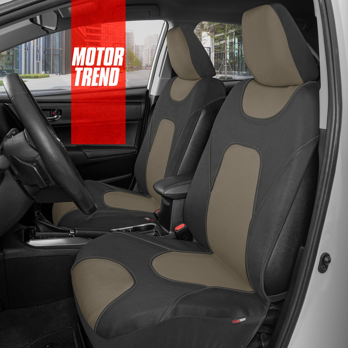 MotorTrend 2-Pack AquaShield Water-Proof Two-Tone Neoprene Front Seat Covers