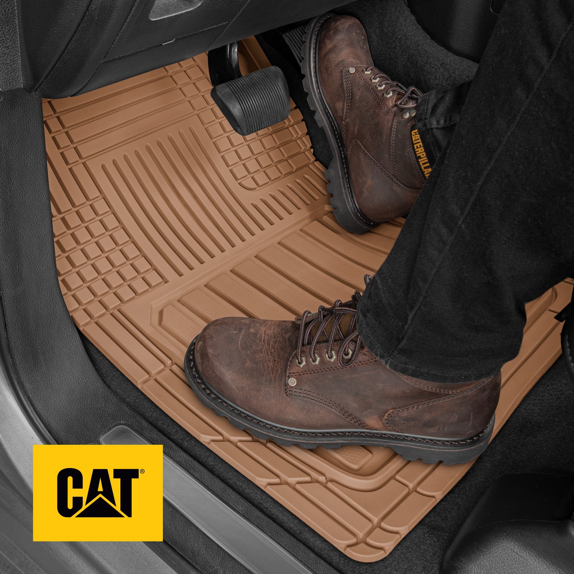 CAT 3-Piece ToughLiner Front Floor Mats and Rear Floor Mats - Heavy Duty, All Weather, Trim to Fit