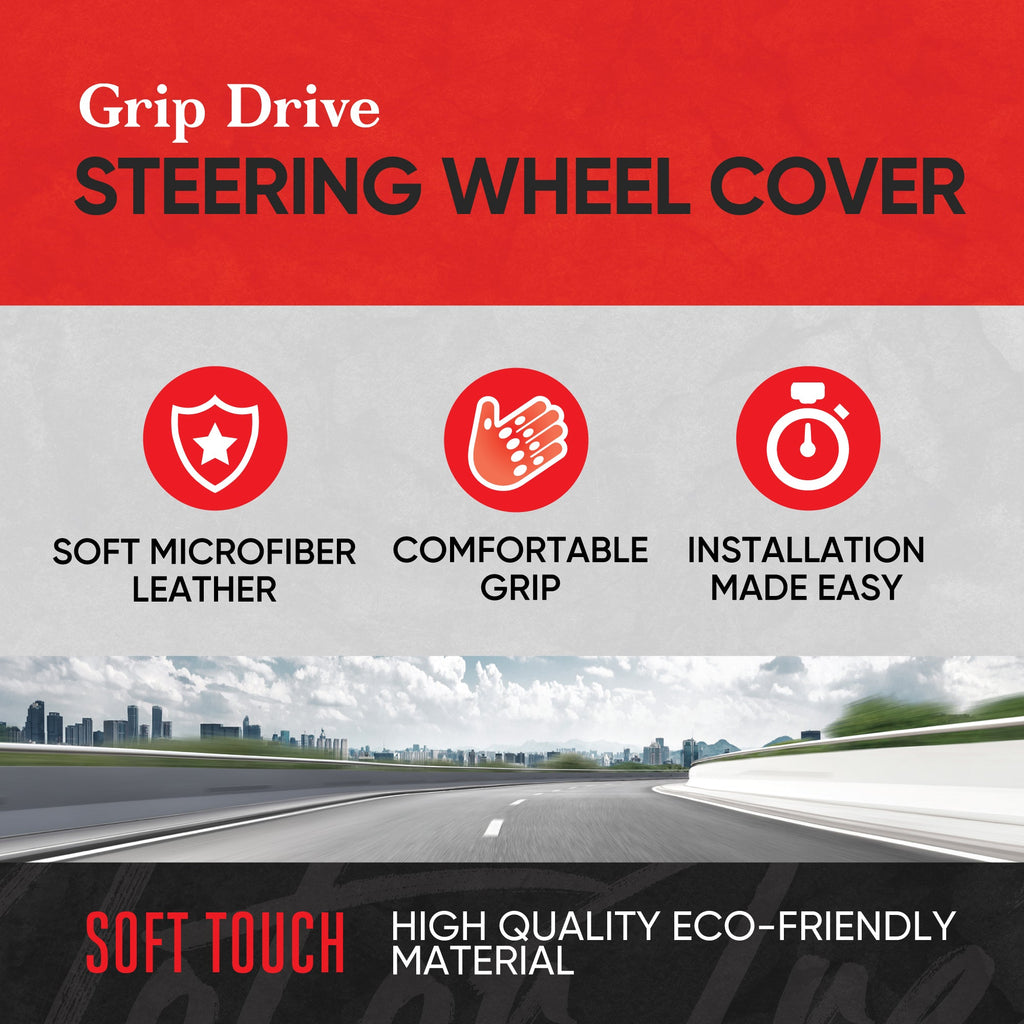 MotorTrend GripDrive Carbon Fiber Weave Ergonomic Grip Steering Wheel Cover (Fits 14.5" - 15.5")
