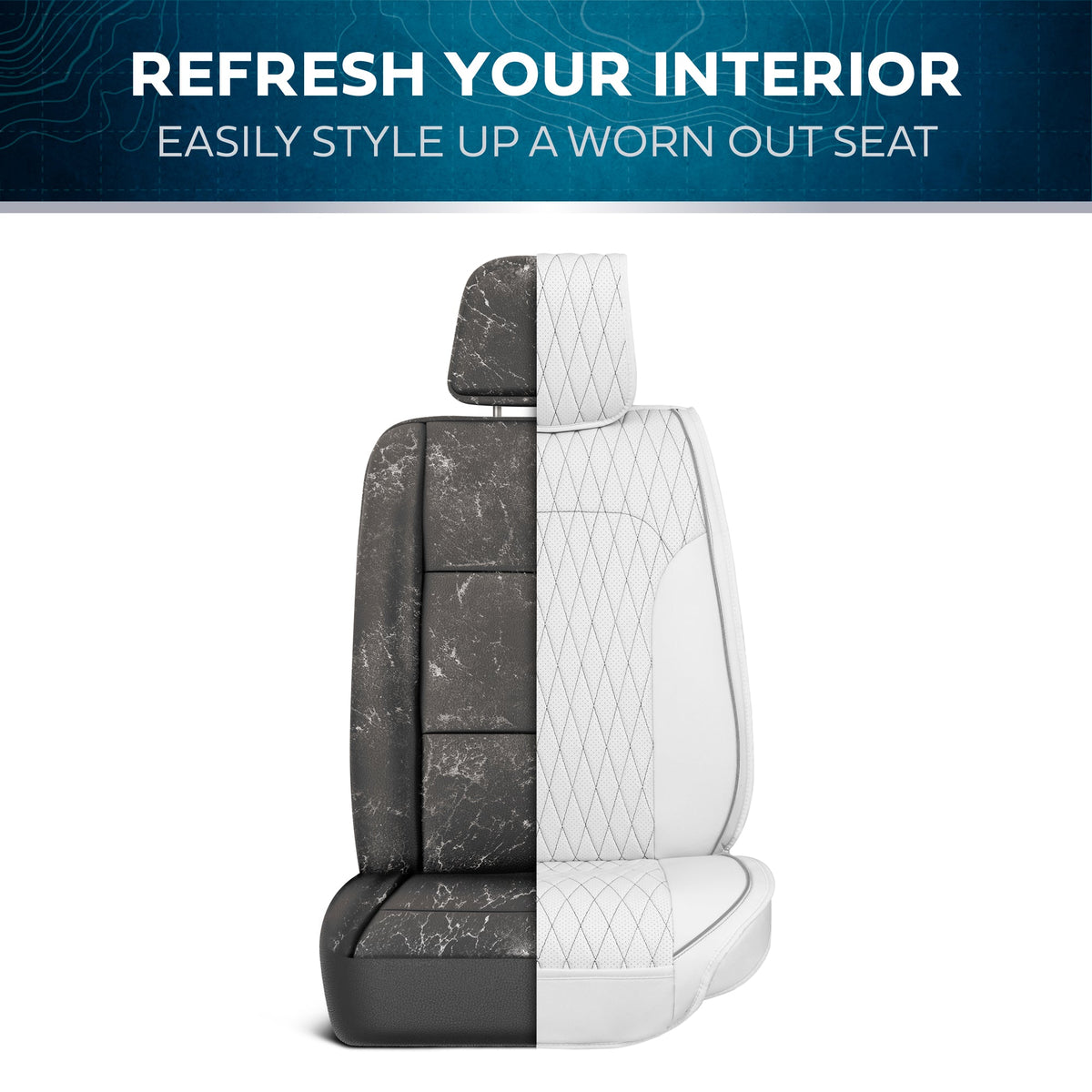 Car Seat Covers - DiamondLux Edition Premium Faux Leather Seat Protectors - Double Cross Stitched Cushioned Automotive Accessories for Trucks, SUVs, Cars - Front Seat Set