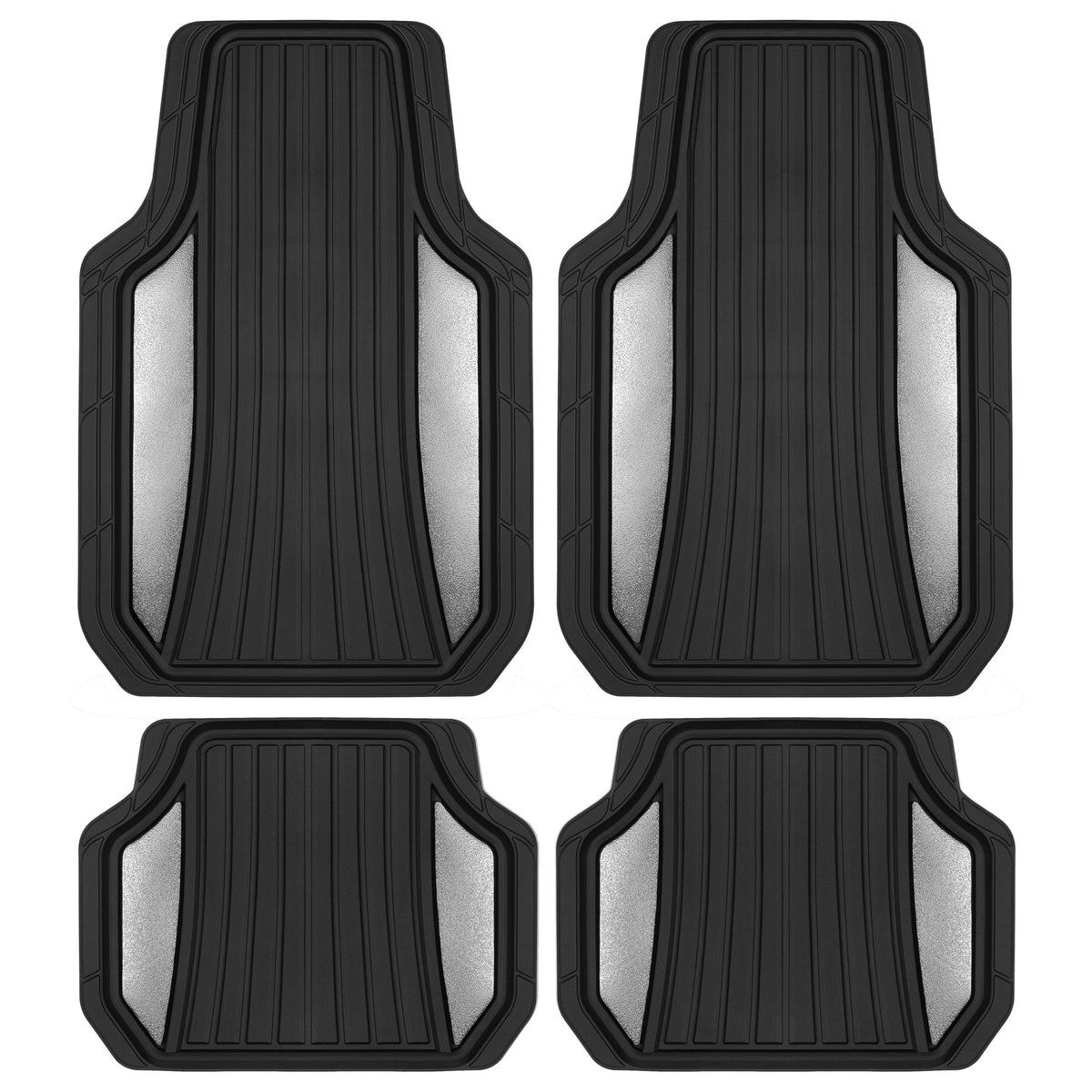 MotorTrend 4-Piece Shield Two-Tone Gloss Front Floor Mats and Rear Floor Mats - Heavy Duty, All Weather, Trim to Fit