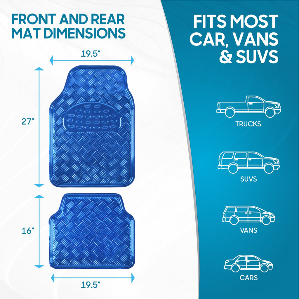 BDK 4-Piece Translucent Centered Cushioned Grip Pad Front Floor Mats and Rear Floor Mats - Heavy Duty, All Weather