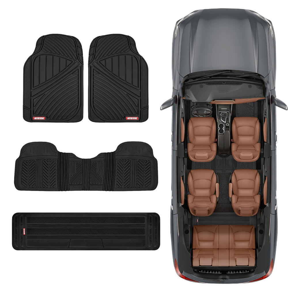 MotorTrend 4-Piece 3-Rows Extra-High Ridgeline Front Floor Mats, Middle Floor Mat, and Rear Floor Mat
