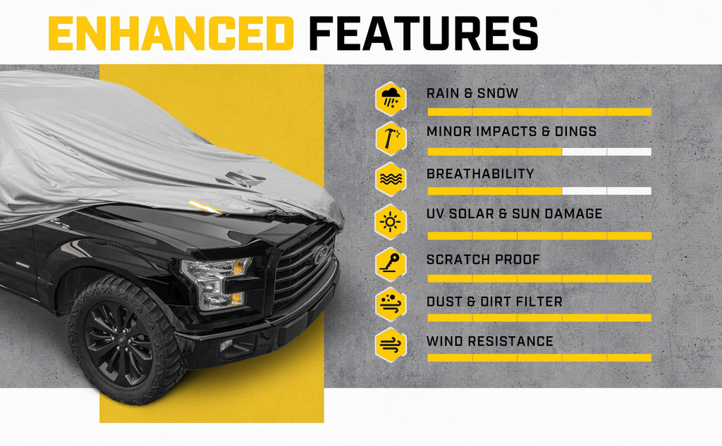 CAT Workforce Vehicle Cover for Pickup Trucks with Safety Reflective Strips - Heavy Duty, All Weather, All Seasons