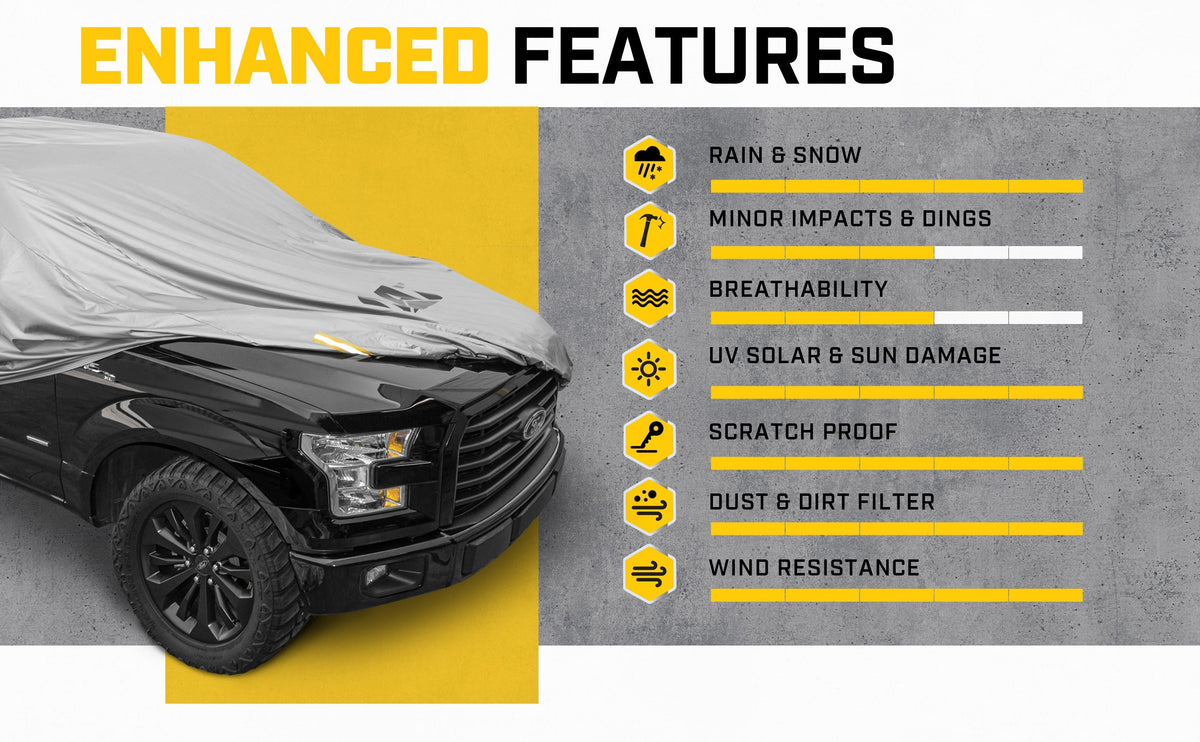 CAT Workforce Vehicle Cover for Pickup Trucks with Safety Reflective Strips - Heavy Duty, All Weather, All Seasons