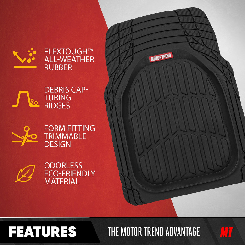 MotorTrend 4-Piece 3-Rows FlexTough Deep Dish Front Floor Mats, Middle Floor Mats, and Rear Floor Mat