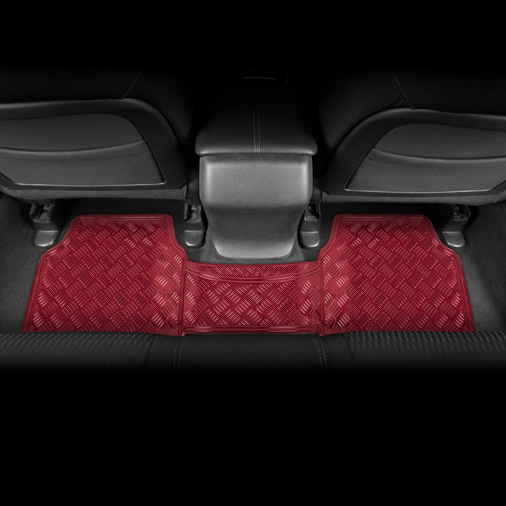 BDK 3-Piece Translucent Metallic-Look Front Floor Mat and Rear Floor Mat - Heavy Duty, All Weather
