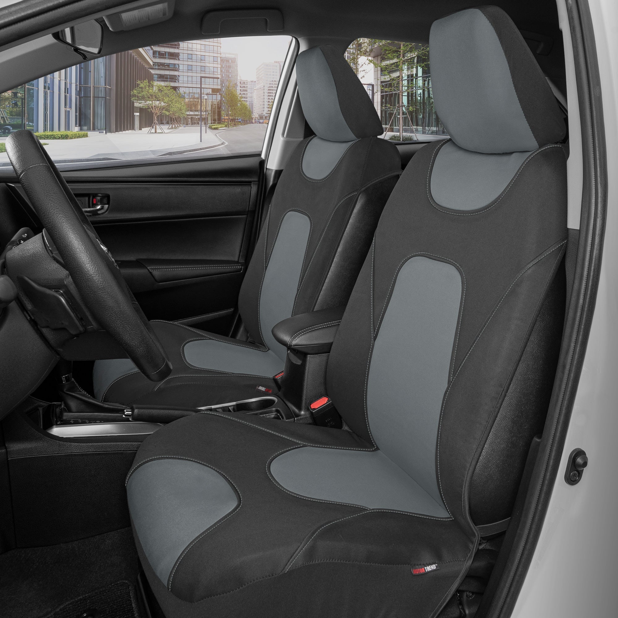MotorTrend 2-Pack AquaShield Water-Proof Two-Tone Neoprene Front Seat Covers
