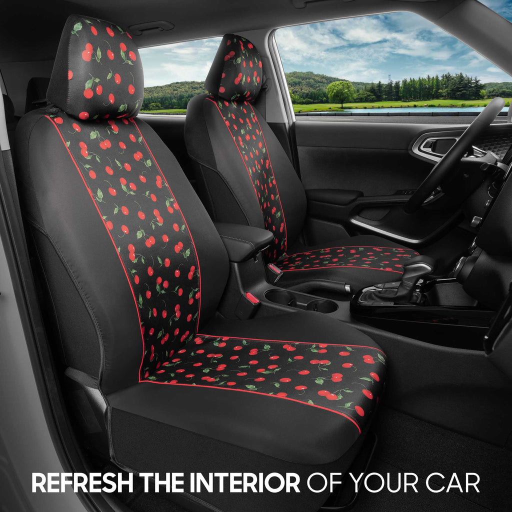 BDK 2-Pack Red Cherries Front Seat Covers