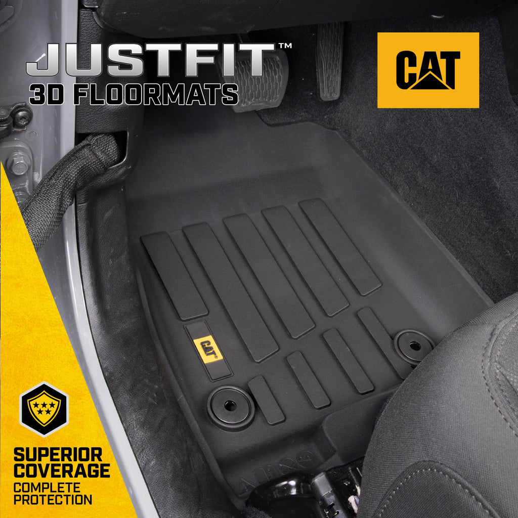 CAT 3-Piece JustFit 3D Floor Liner Mats for Jeep Wrangler 4WD (2018 - 2026) - All Weather, Heavy Duty, Custom Fit