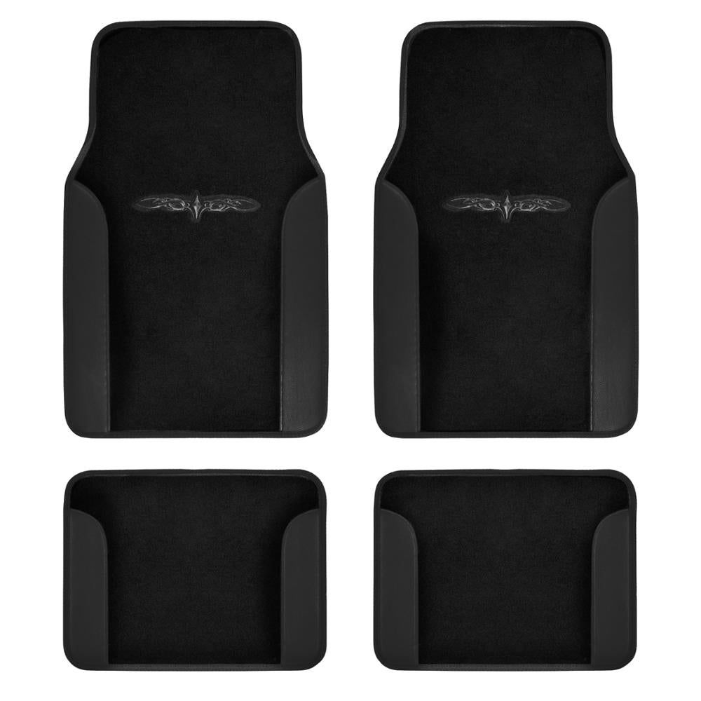 BDK 4-Piece Design Print Carpet Front Floor Mats and Rear Floor Mats