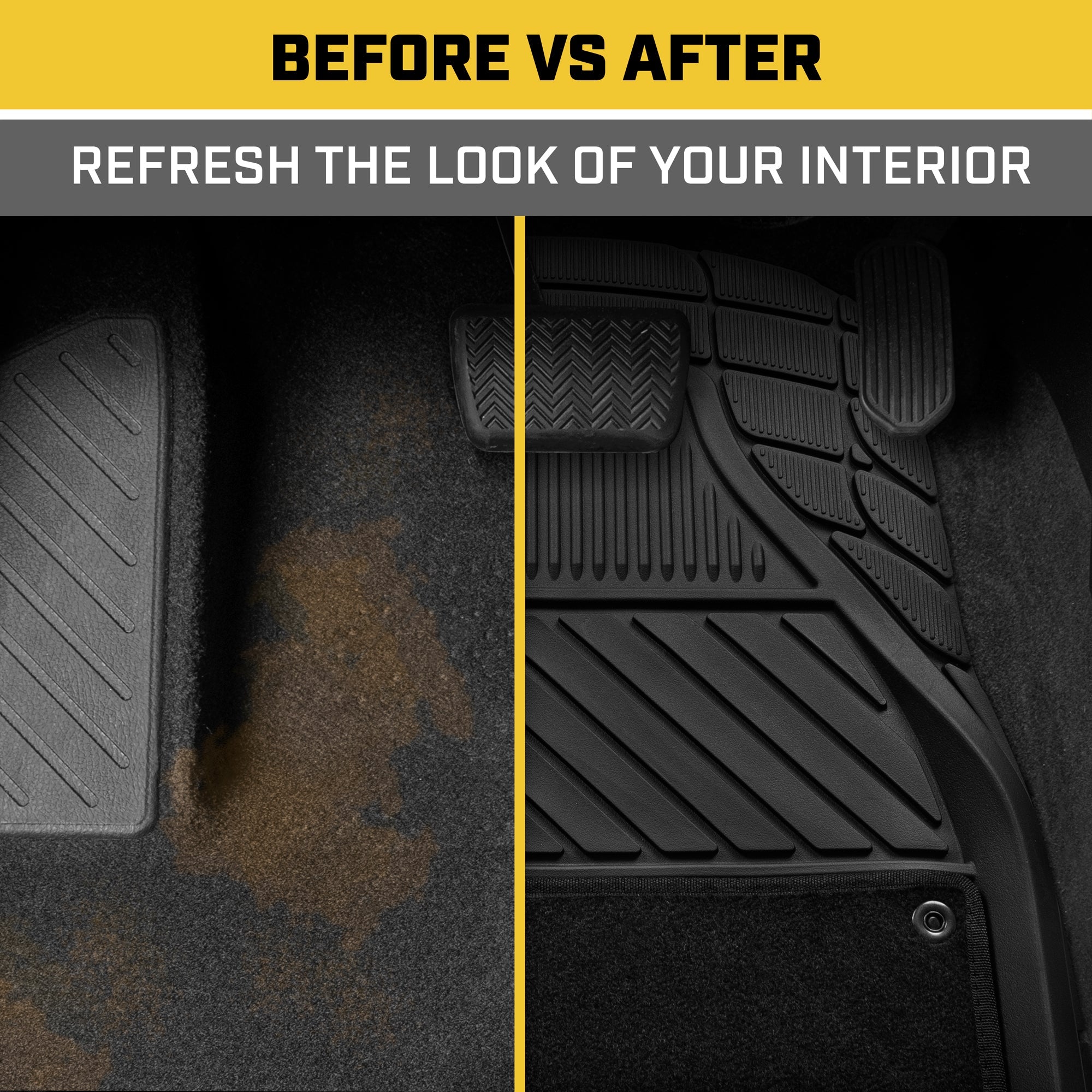 CAT 4-Piece Detachable Carpet Deep Dish Front Floor Mats and Rear Floor Mats - Heavy Duty, All Weather, Trim to Fit