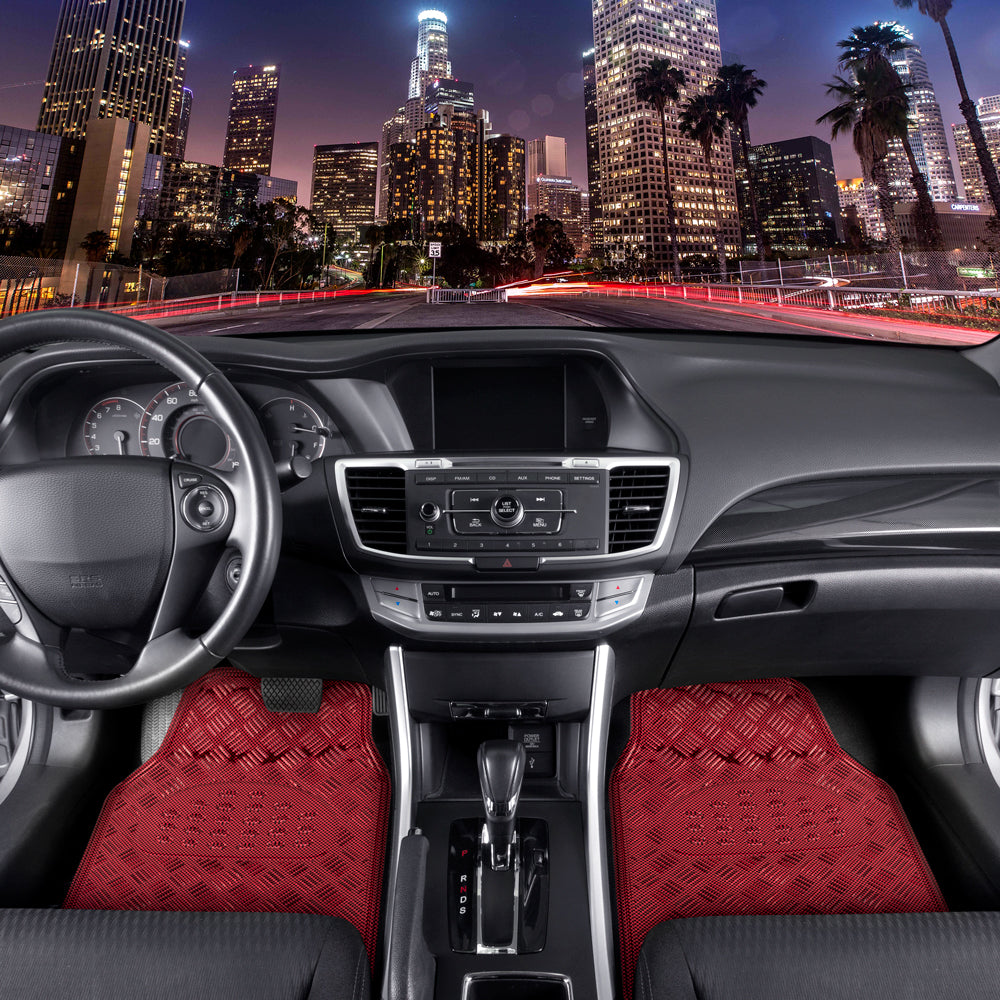 BDK 3-Piece Translucent Metallic-Look Front Floor Mat and Rear Floor Mat - Heavy Duty, All Weather