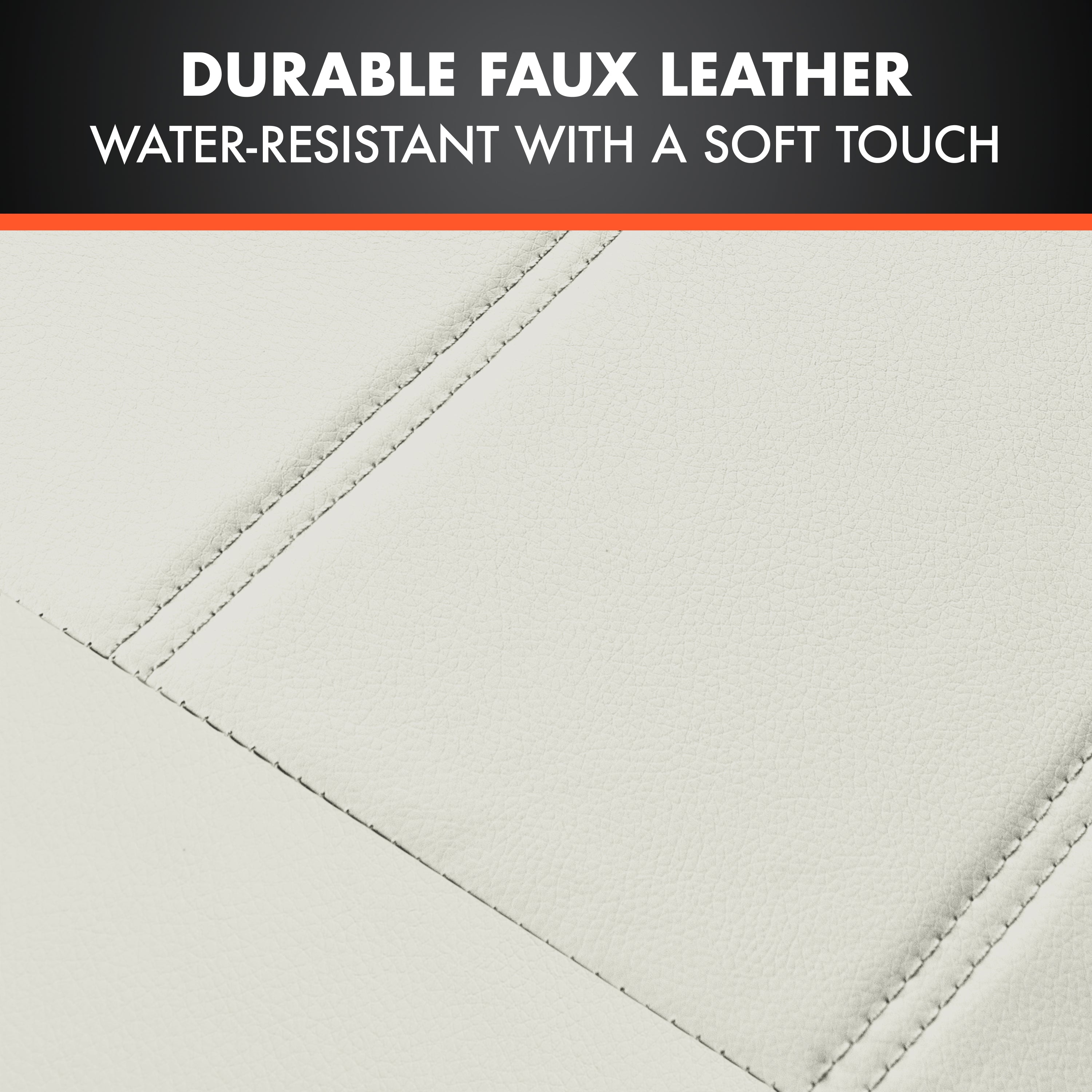 BDK 9-Piece White Leather Car Seat Cover Full Set, Front Seat Cover and Rear Bench Seat Cover, Universal Fit Car Seat Covers for Cars Trucks SUVs Vans, Complete Full Coverage Protection For Vehicles