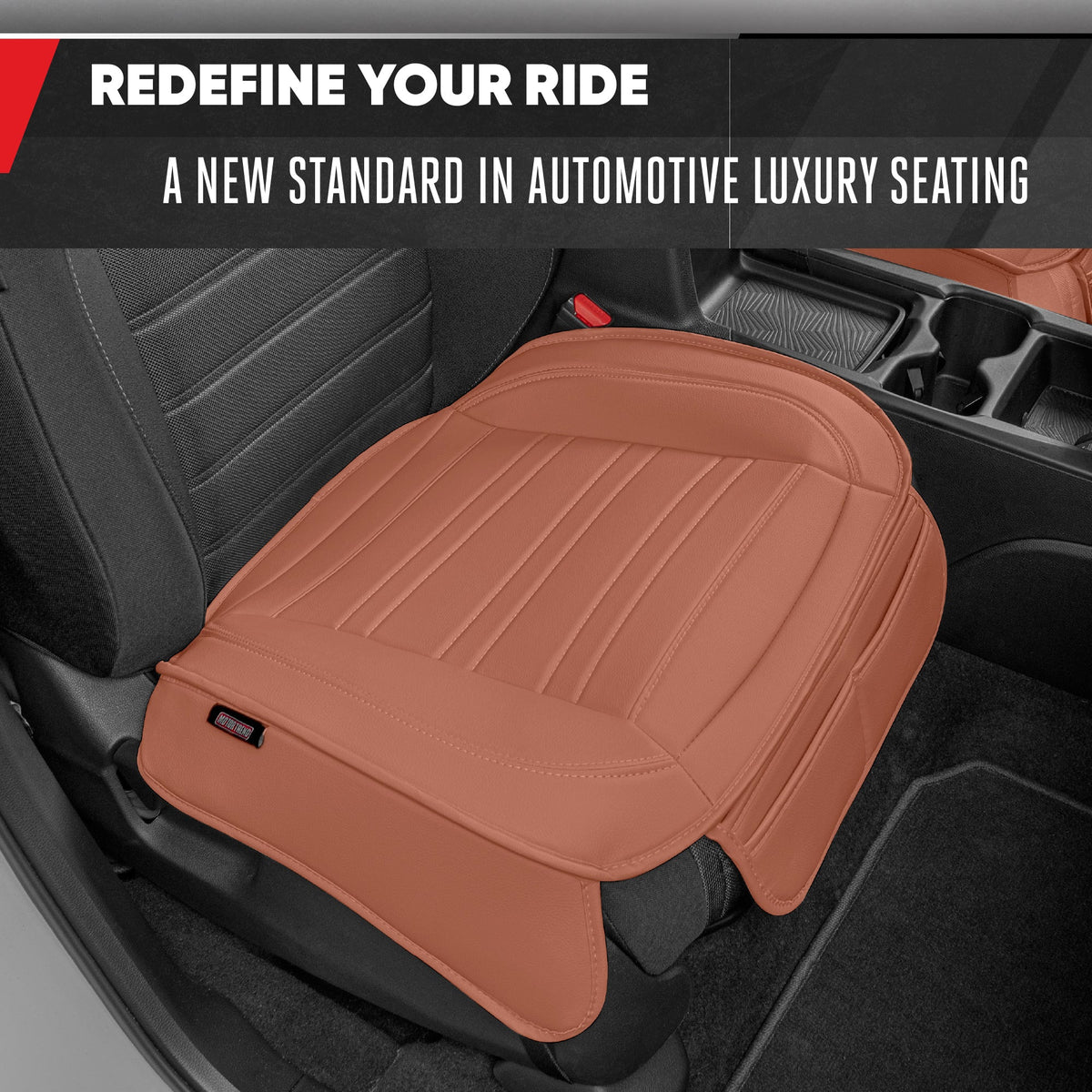 Motor Trend Faux Leather Front Seat Cover for Cars - Set of 2 Brown Front Car Seat Covers for SUV & Truck with Storage Pockets - Automotive Car Seats Cover Protector - For Bottom Cushion Coverage Only
