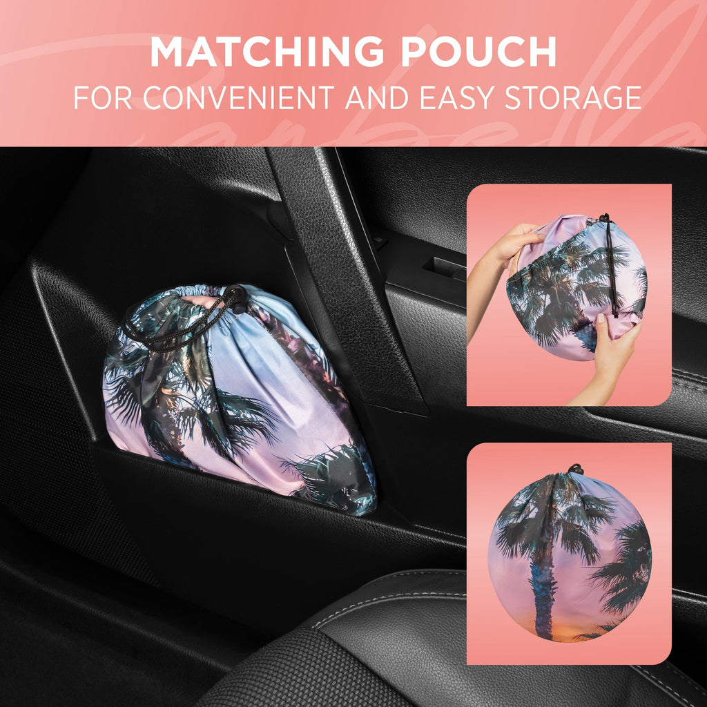 Carbella Sunset Palm Trees Front Windshield Sunshade XXL (64" x 32")