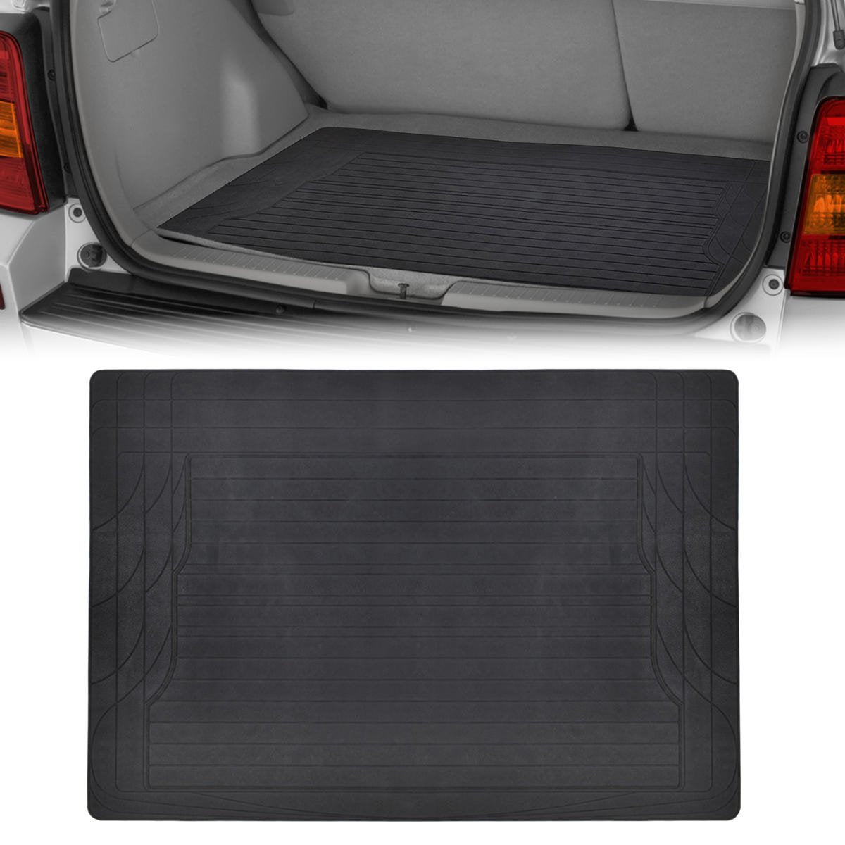 BDK 5-Piece Cushioned Grip Pad Front Floor Mats, Rear Floor Mats, and Cargo Liner  - Heavy Duty, All Weather, Trim to Fit
