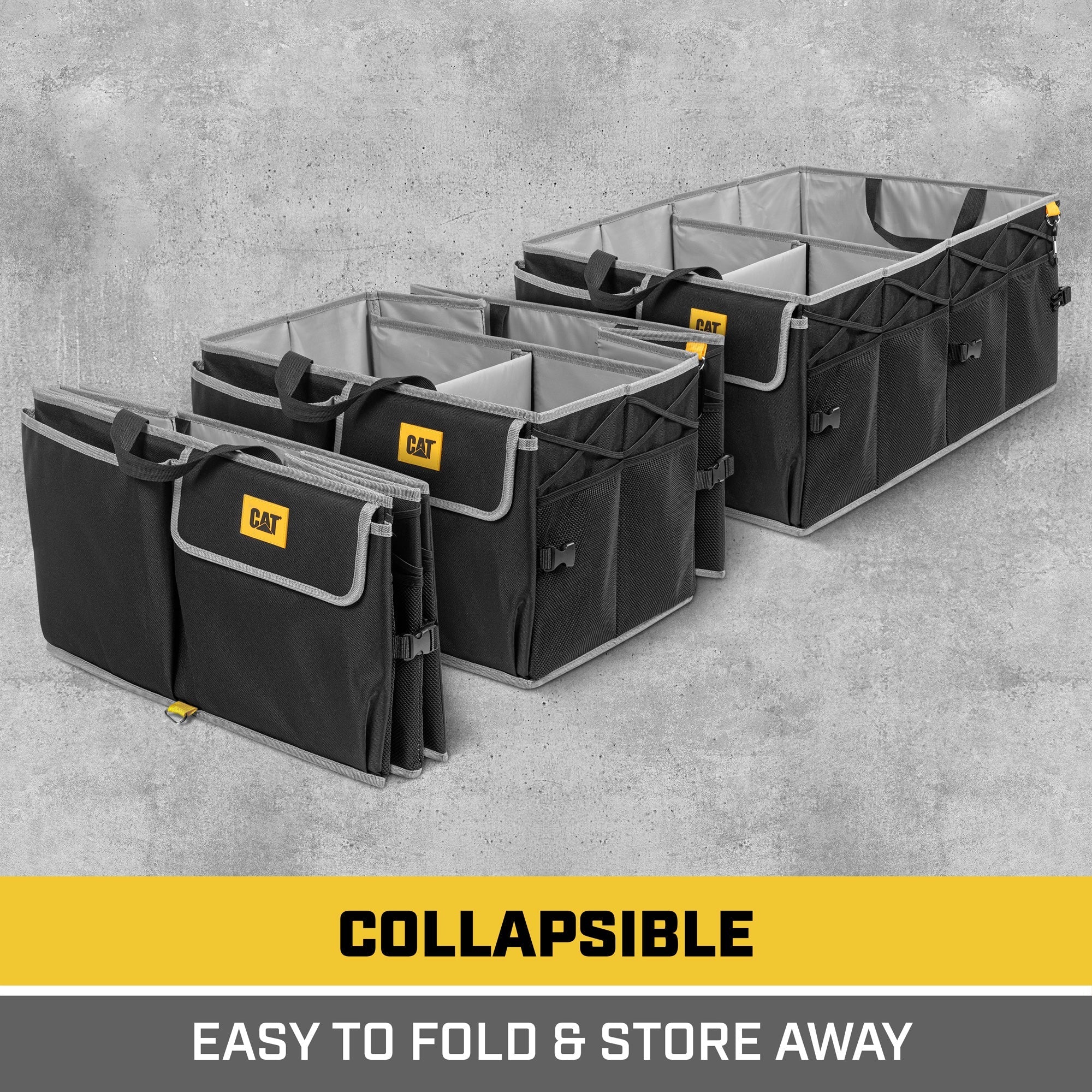 CAT FlexTrunk Trunk/Cargo Organizer and Storage, Collapsible & Adjustable Multi-Compartments (17" x 23" x 11")