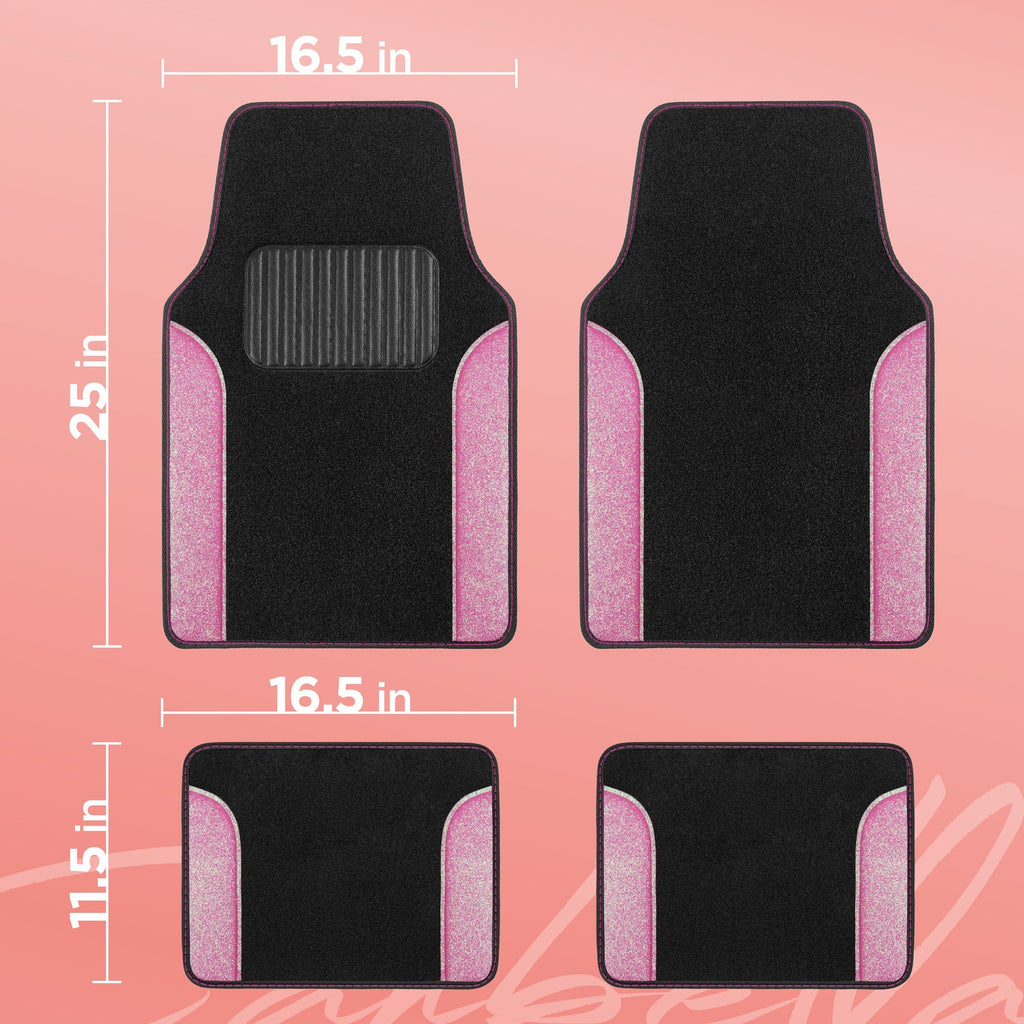 Carbella 4-Piece Sparkle Glitter Front Floor Mats and Rear Floor Mats