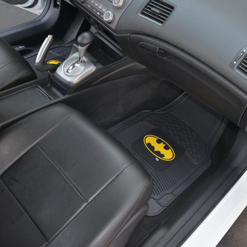 BDK Armored Super Hero Car Floor Mats - Officially Licensed DC Comics - All Weather Heavy Duty Auto Interior Liners for Car Truck Van SUV (Multiple Styles)