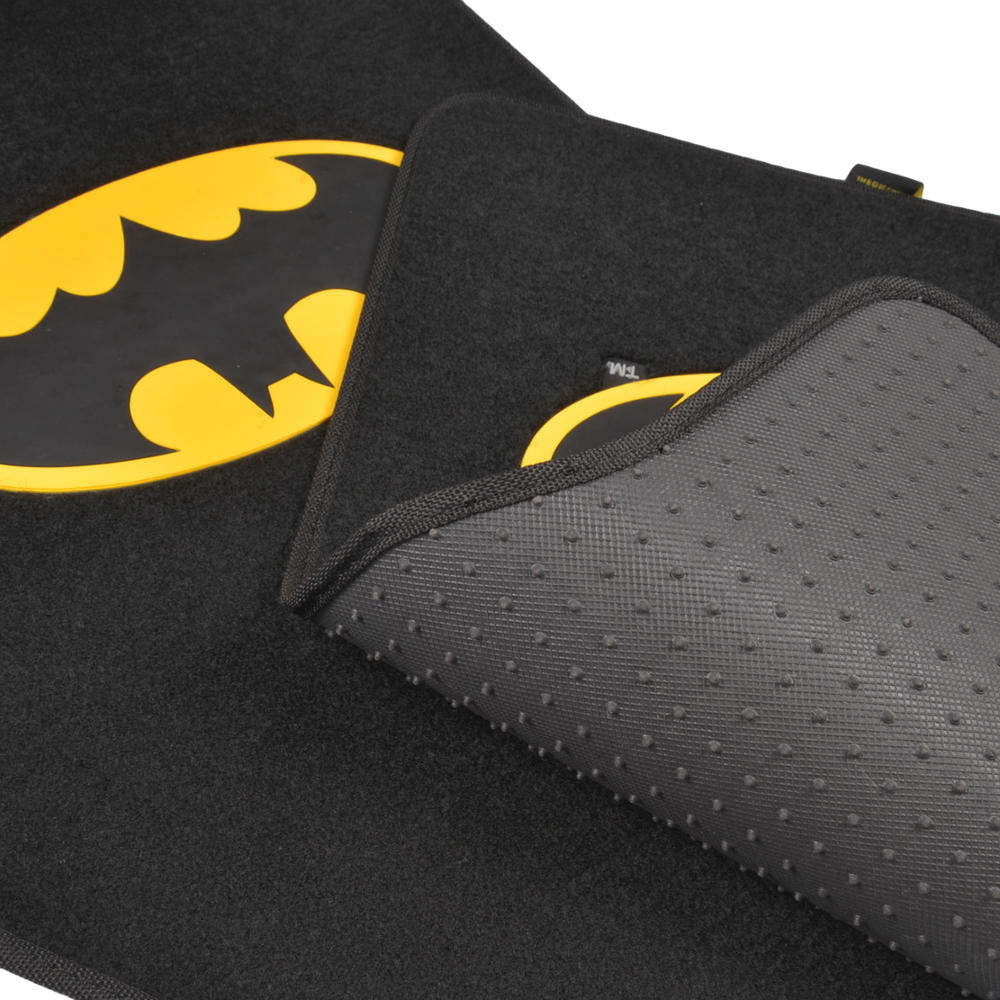 Batman Logo 4-Piece Car Floor Mats - Front & Rear Set (Officially Licensed DC Comics)