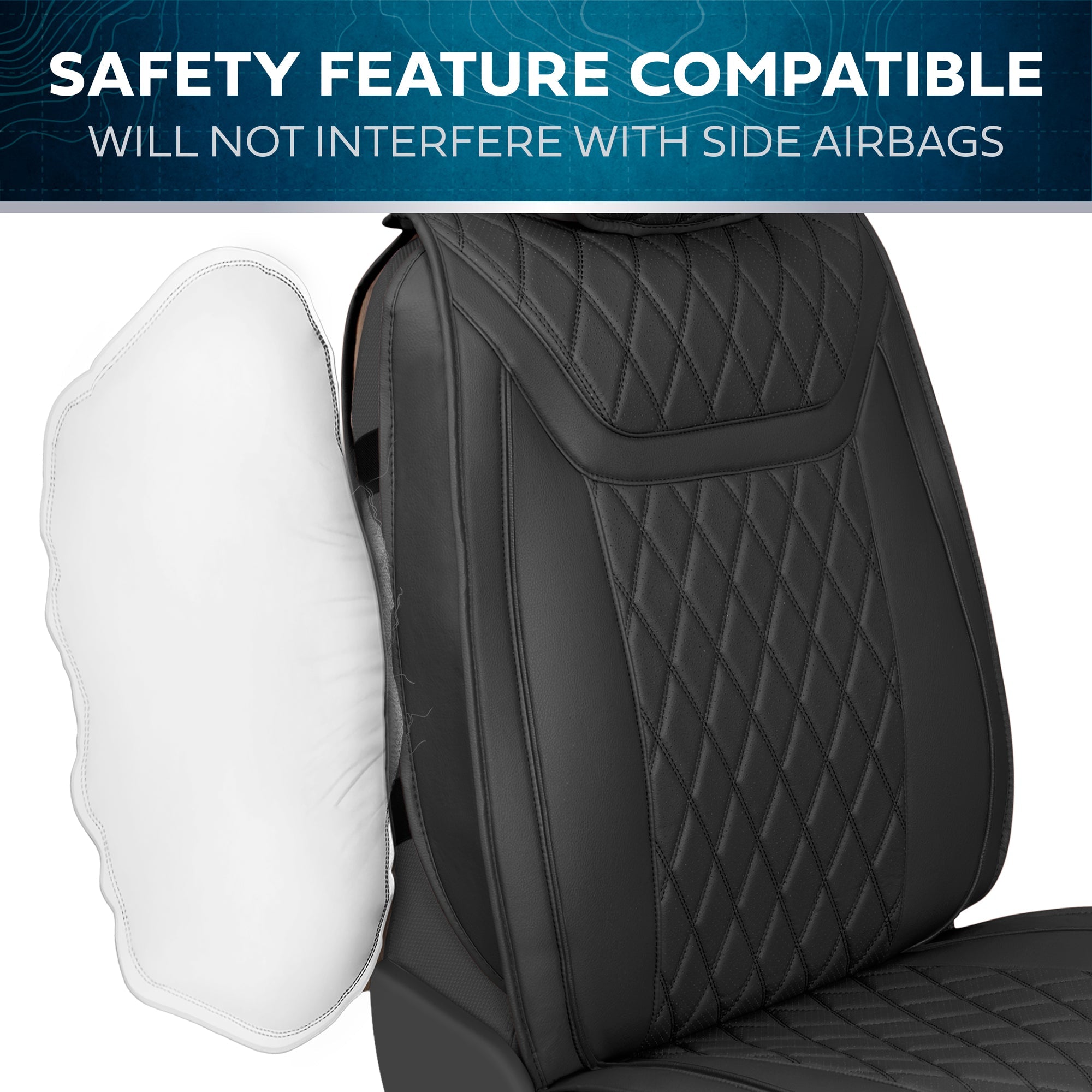 MotorBox 11-Piece Ranch Edition Premium Faux Leather Diamond Stitched Cushion Front Seat Covers and Rear Seat Covers
