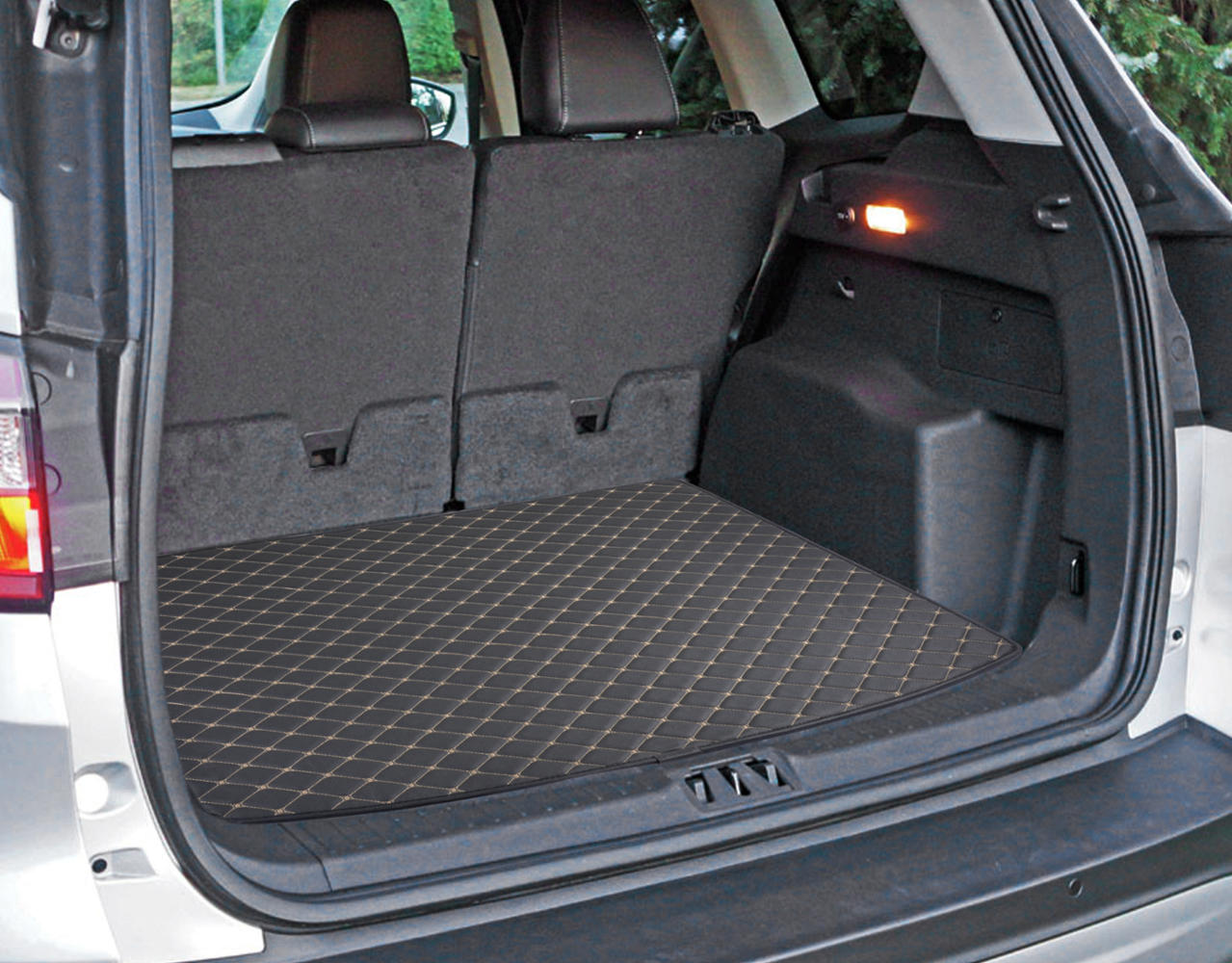BDK Custom Fit Diamond Stitch Leatherette Trunk/Cargo Liner Mat for Ford Escape (2013 - 2016)