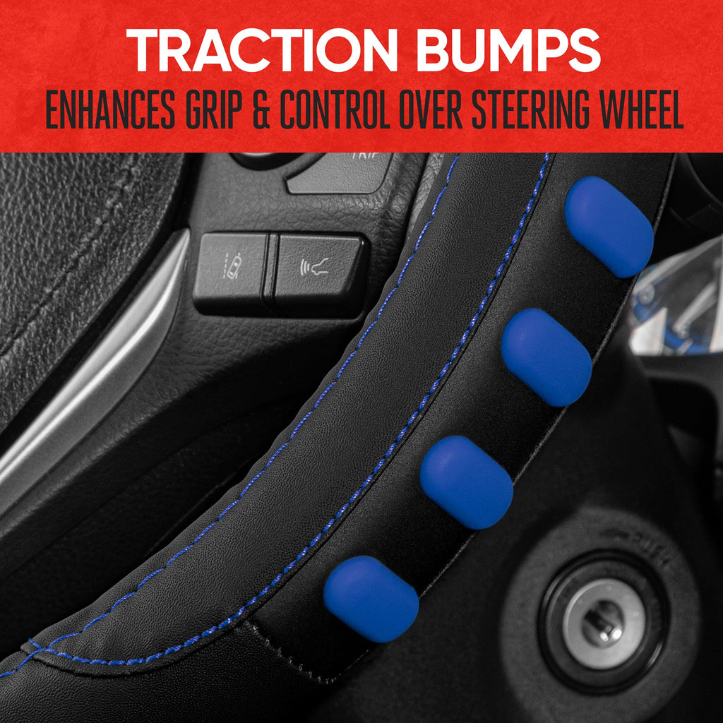 MotorTrend FlexGrip Steering Wheel Cover with Raised Bump Grips (Fits 14.5" - 15.5")