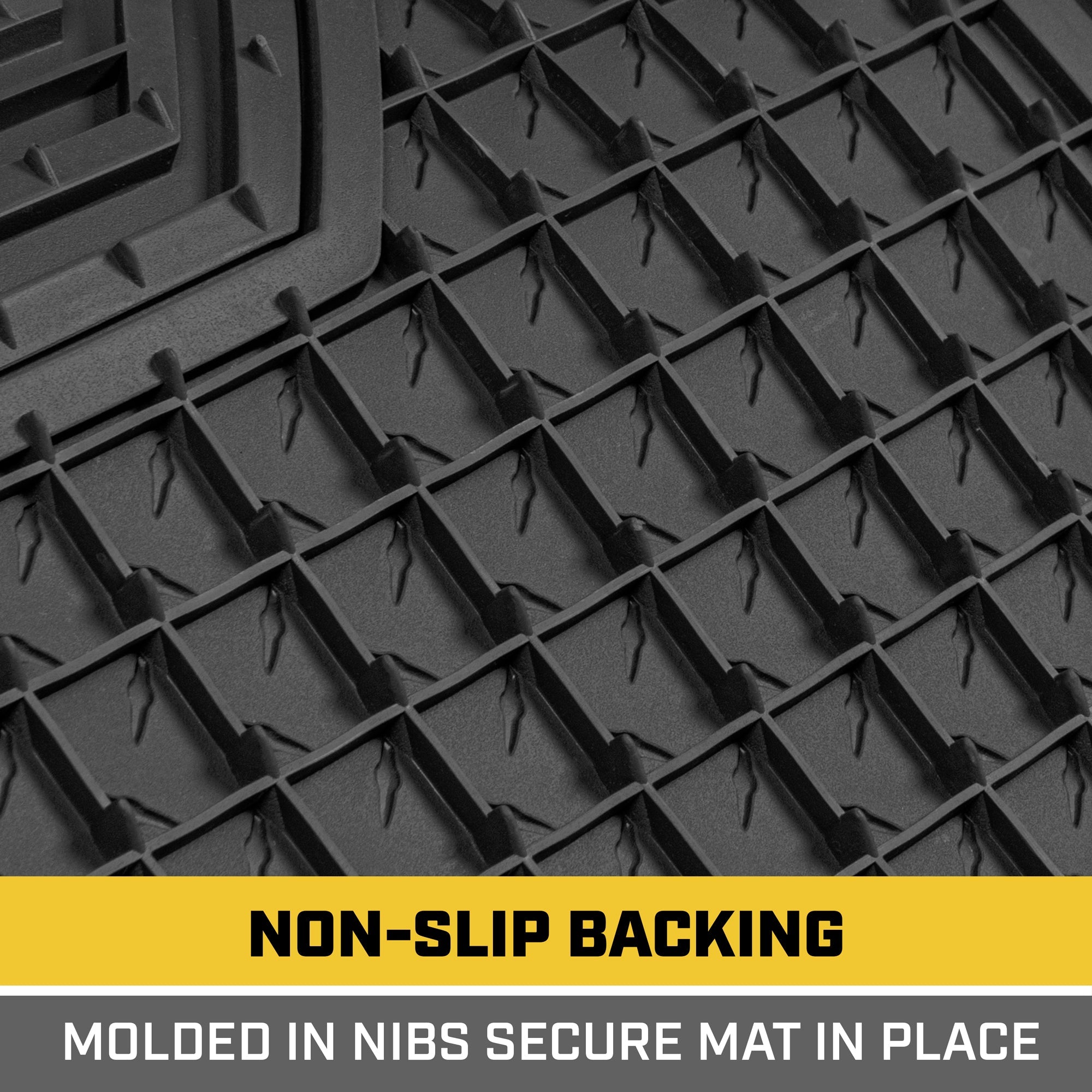 CAT 4-Piece Two-Tone Metallic-Look Front Floor Mats and Rear Floor Mats - Heavy Duty, All Weather, Trim to Fit