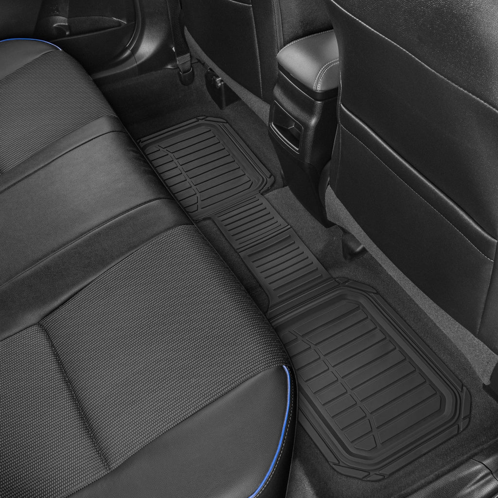 MotorTrend 3-Piece FlexTough Defender Front Floor Mats and Rear Floor Mat - Heavy Duty, All Weather, Trim to Fit