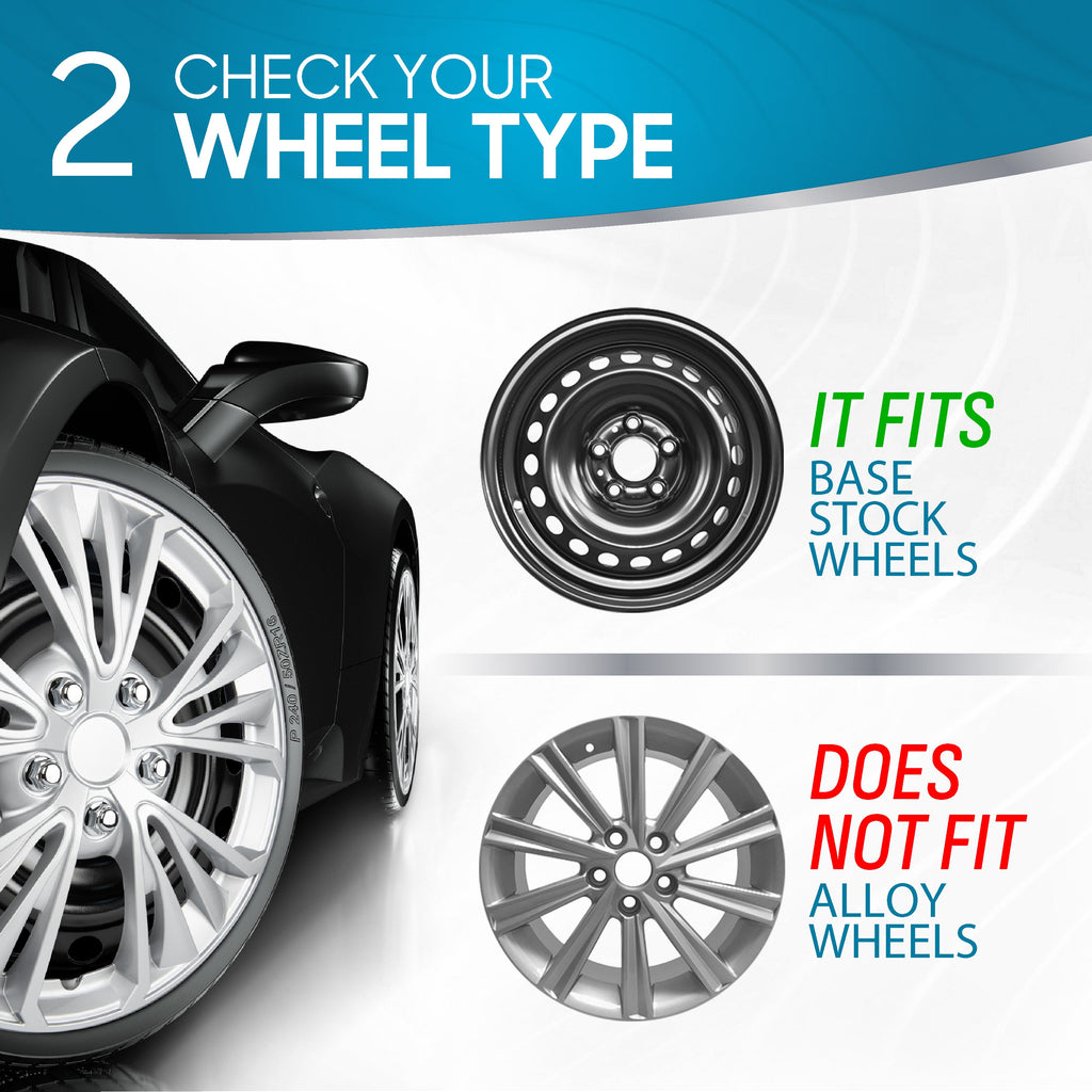 BDK 16 Inch Hubcaps Set of 4 – OEM Replacement Snap-On Wheel Rim Covers - Universal Fit Car Wheel Cover for Cars, Trucks, SUV, Vans Durable ABS 5-Spoke Silver Hub-Cap Car Accessories Exterior