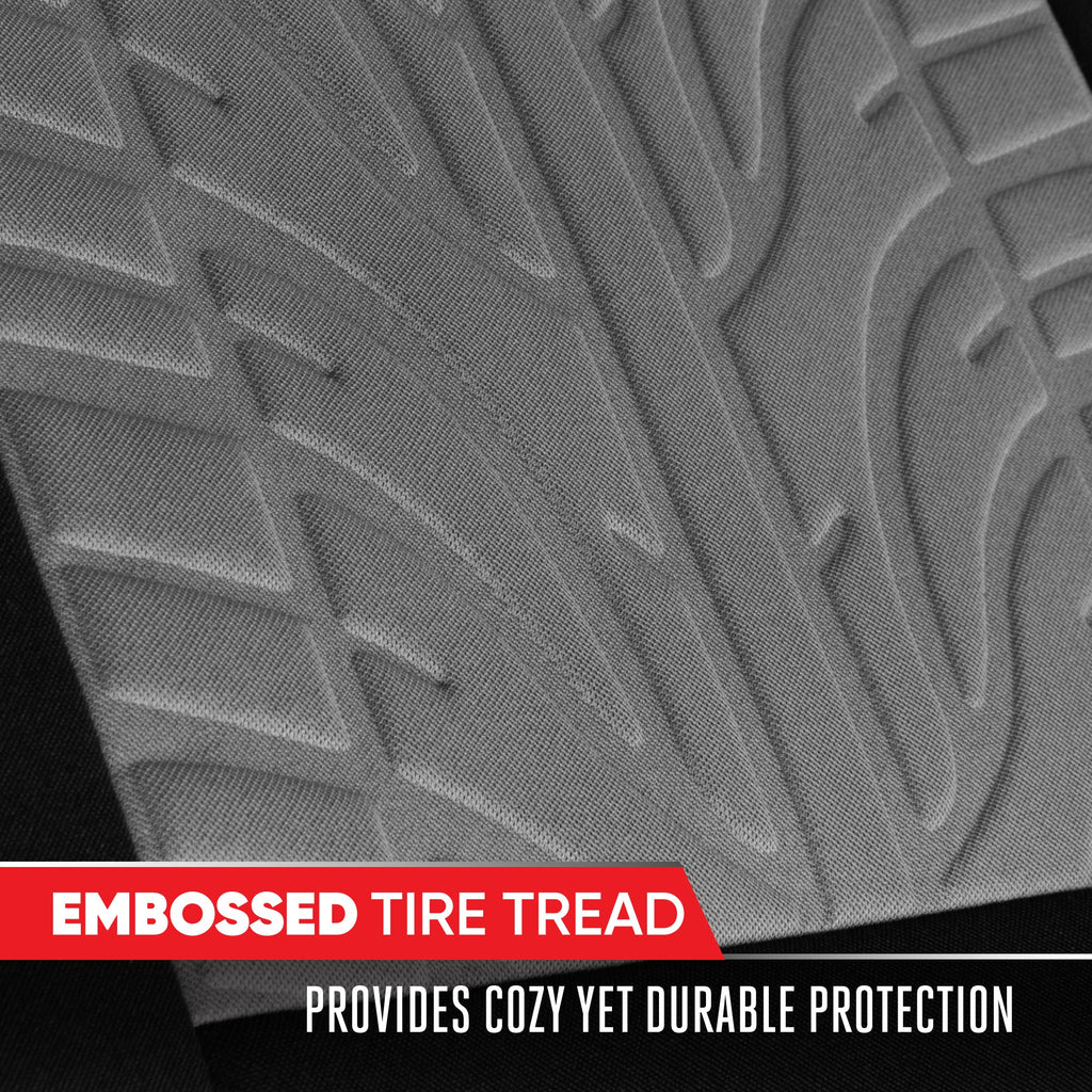 MotorTrend GrandPrix Tire Embossed Front Seat Covers and Rear Seat Covers - Gray