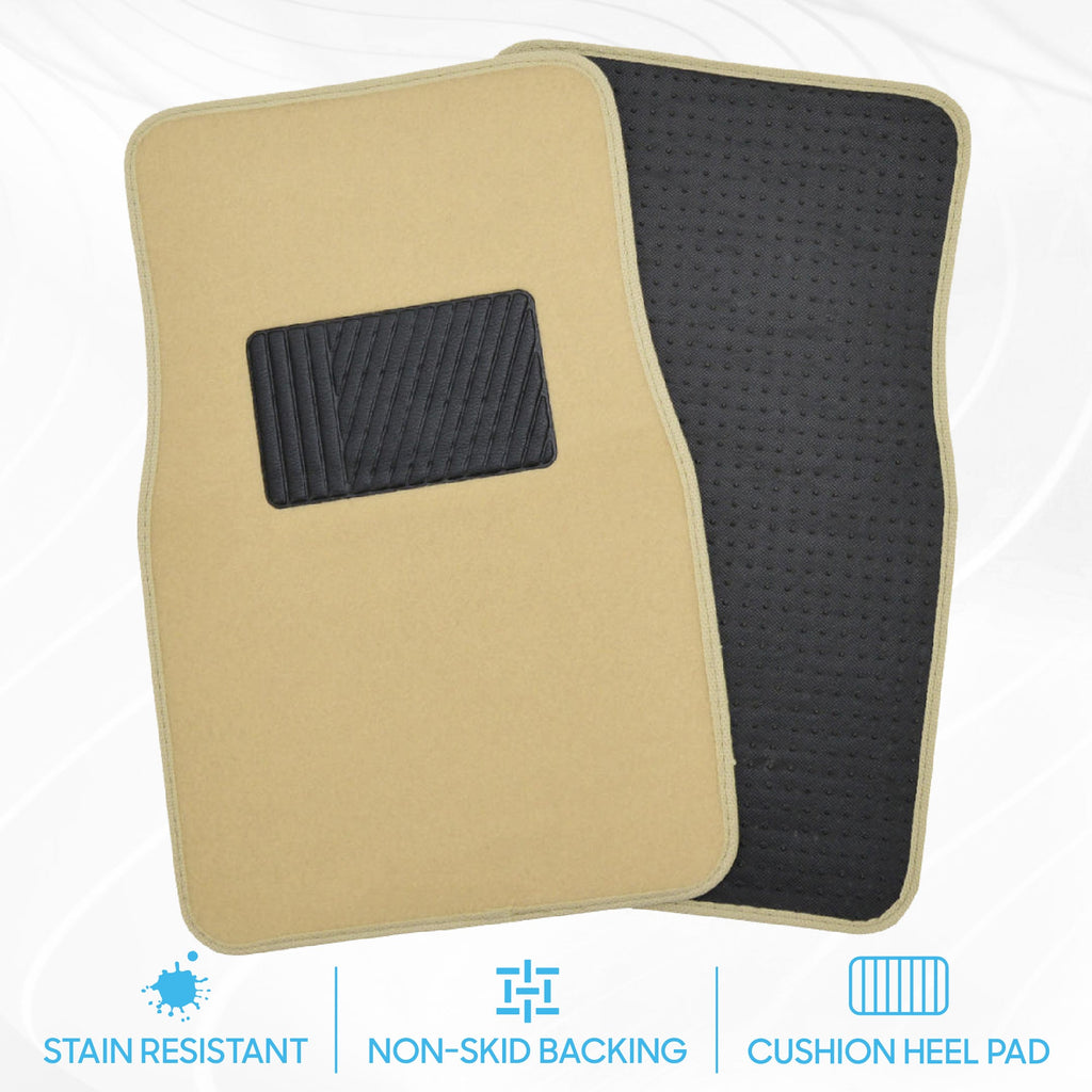 BDK 4-Piece Premium Carpet Non-Slip Heel Pad Front Floor Mats and Rear Floor Mats