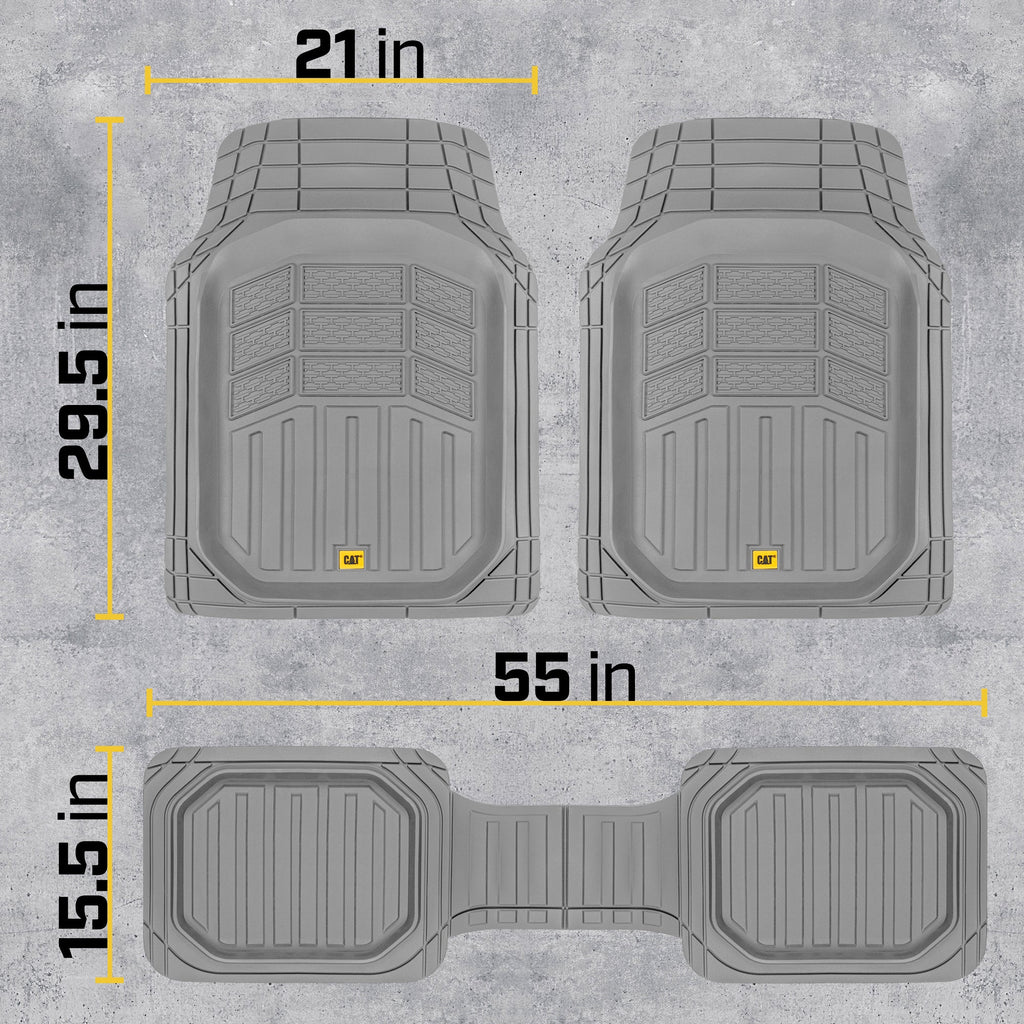 CAT 3-Piece Deep Dish Front Floor Mats and Rear Floor Mats - Heavy Duty, All Weather, Trim to Fit