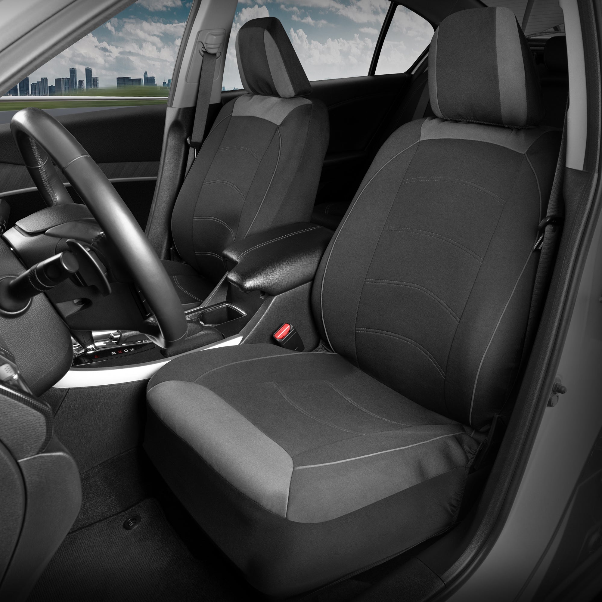 MotorTrend 2-Pack Fabric Cloth Two-Tone Front Seat Covers