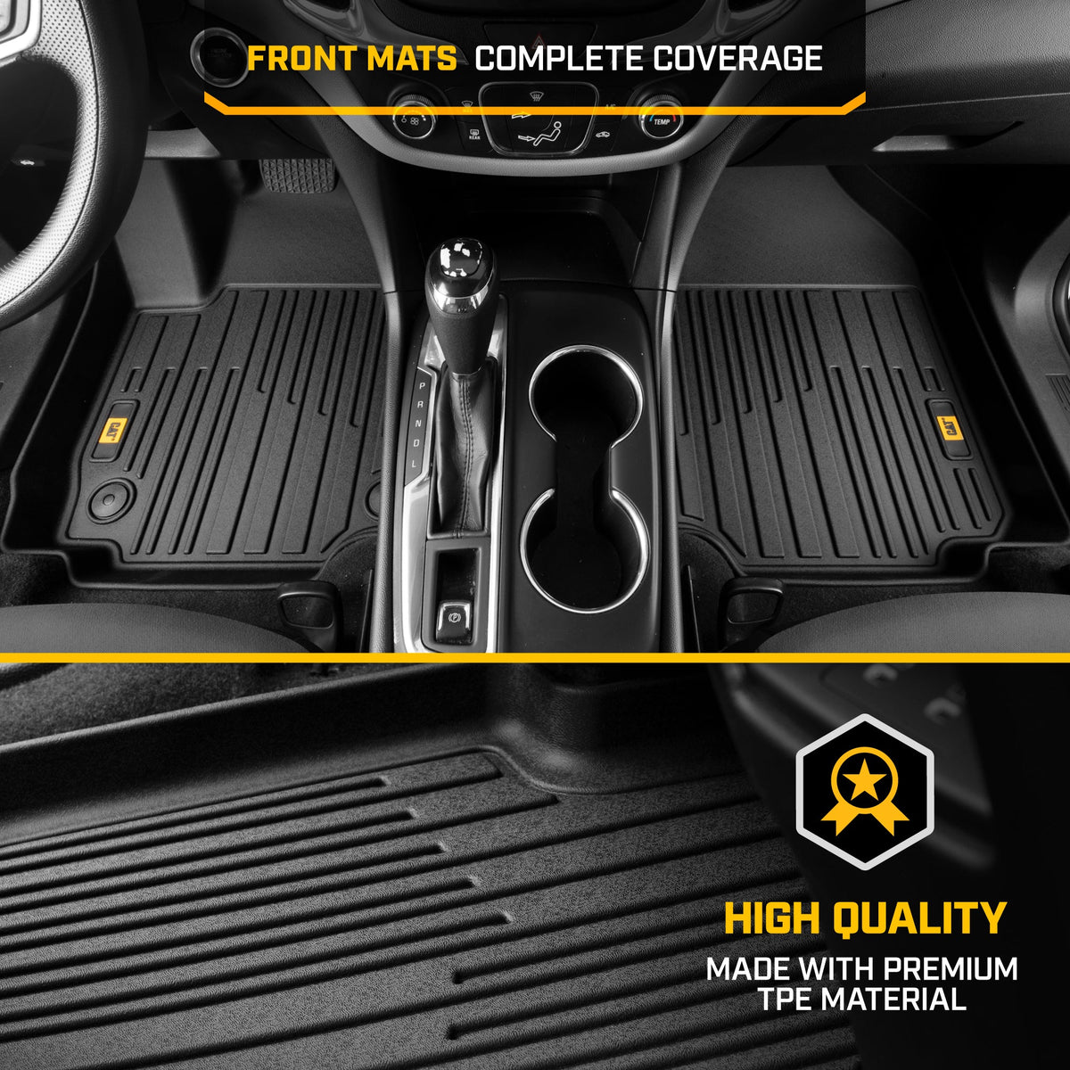 CAT® JustFit™ 3D Custom Fit Floor Mats for Chevy Equinox GMC Terrain 2019 2020 2021 2022 2023 2024 - Heavy Duty Floor Liner Protection Laser Measured, Chevy Equinox Accessories, GMC Terrain Accessories Car Liner
