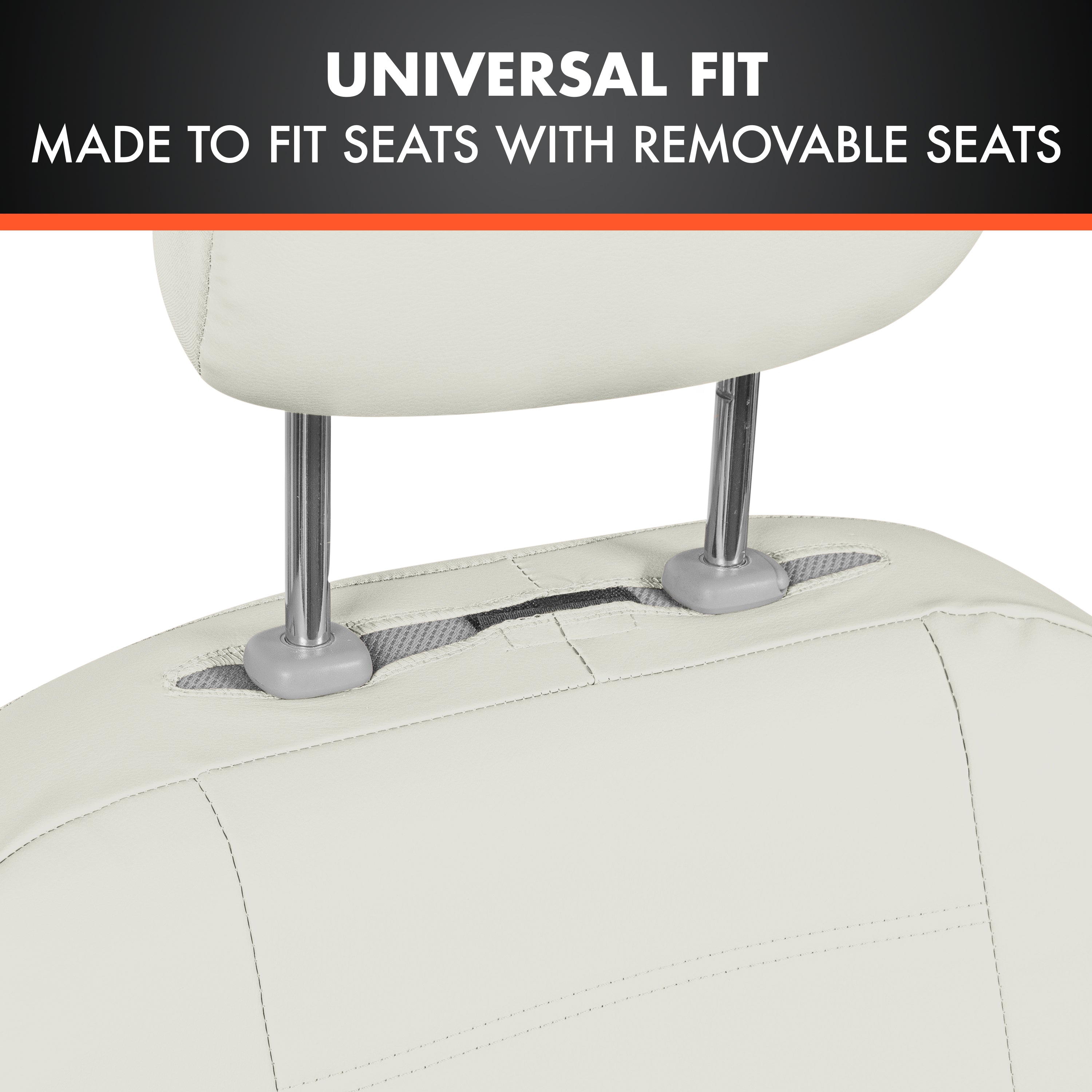BDK 9-Piece White Leather Car Seat Cover Full Set, Front Seat Cover and Rear Bench Seat Cover, Universal Fit Car Seat Covers for Cars Trucks SUVs Vans, Complete Full Coverage Protection For Vehicles