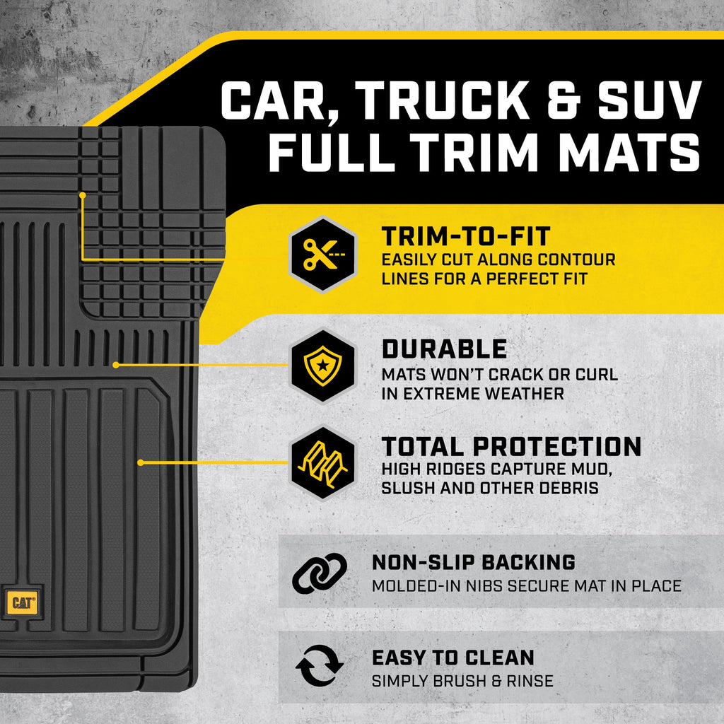 CAT 3-Piece ToughLiner Front Floor Mats and Rear Floor Mats - Heavy Duty, All Weather, Trim to Fit