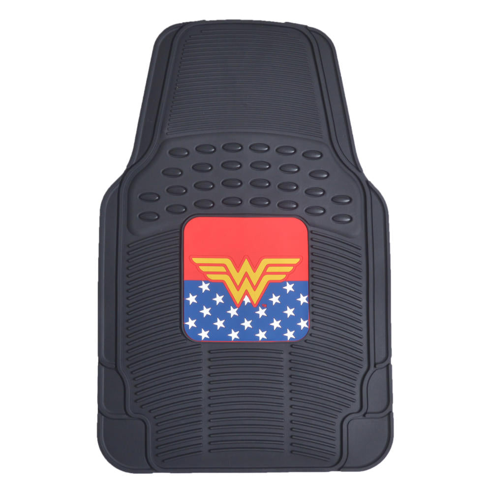 BDK Armored Super Hero Car Floor Mats - Officially Licensed DC Comics - All Weather Heavy Duty Auto Interior Liners for Car Truck Van SUV (Multiple Styles)