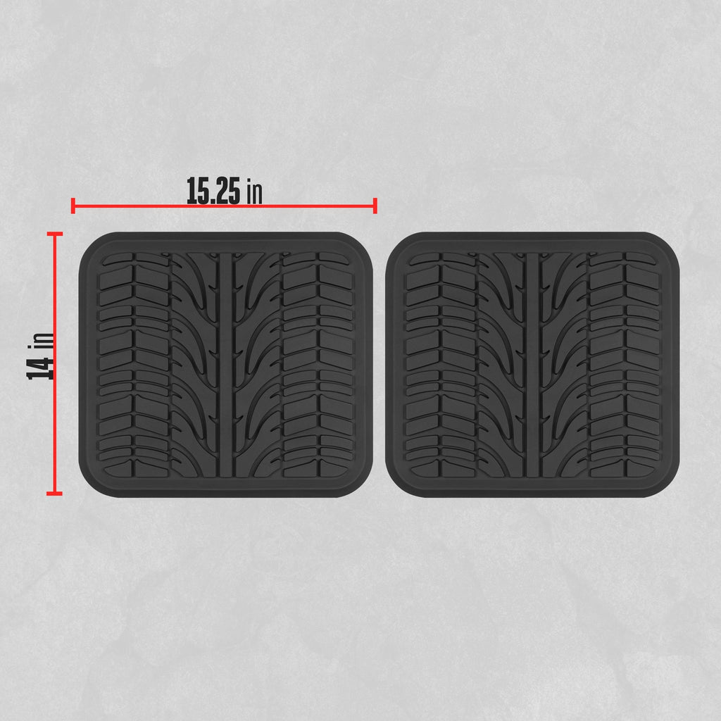 MotorTrend 2-Piece Grand Prix Tire Tread Rear Floor Mats - Heavy Duty, All Weather (15.25" x 14")