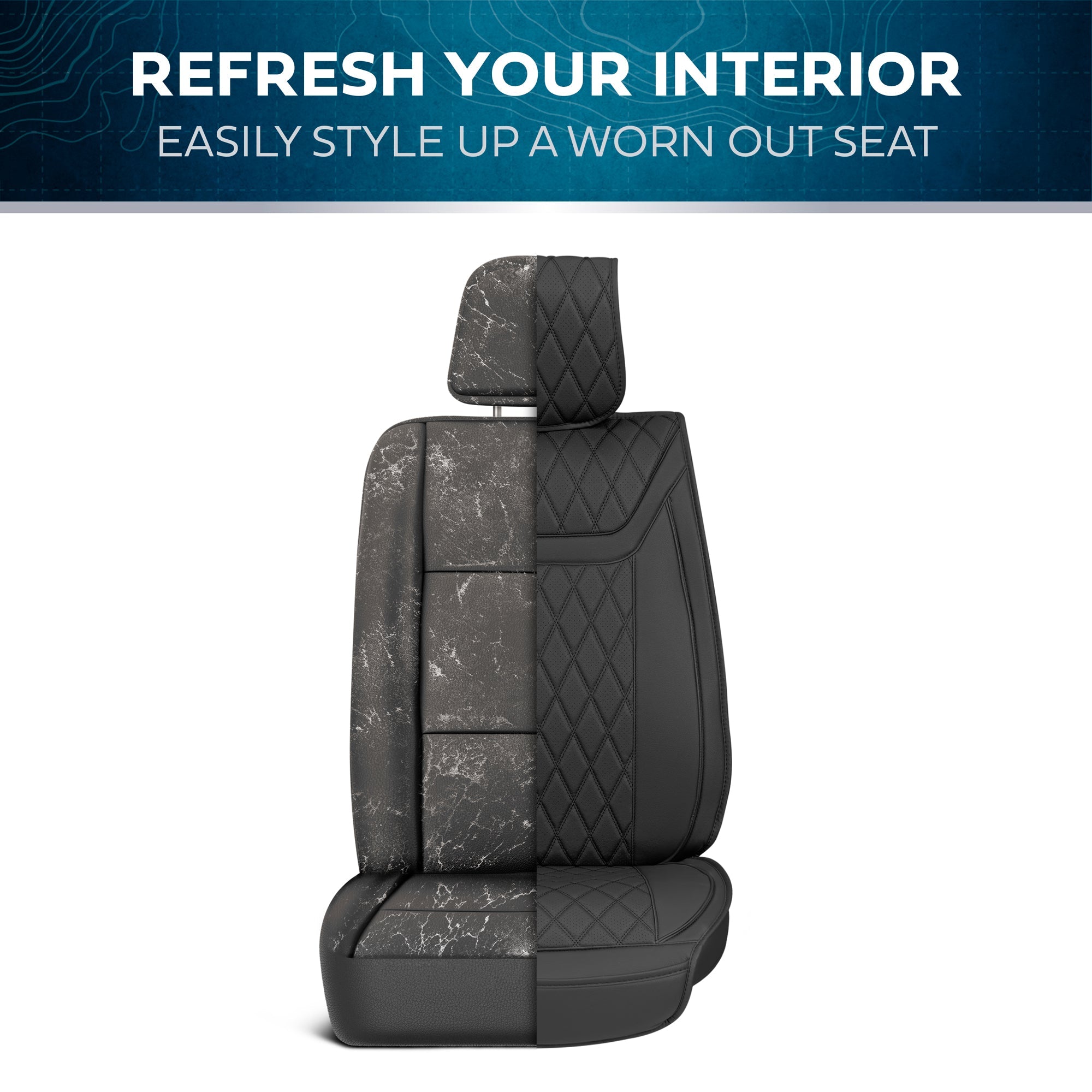 MotorBox 11-Piece Ranch Edition Premium Faux Leather Diamond Stitched Cushion Front Seat Covers and Rear Seat Covers