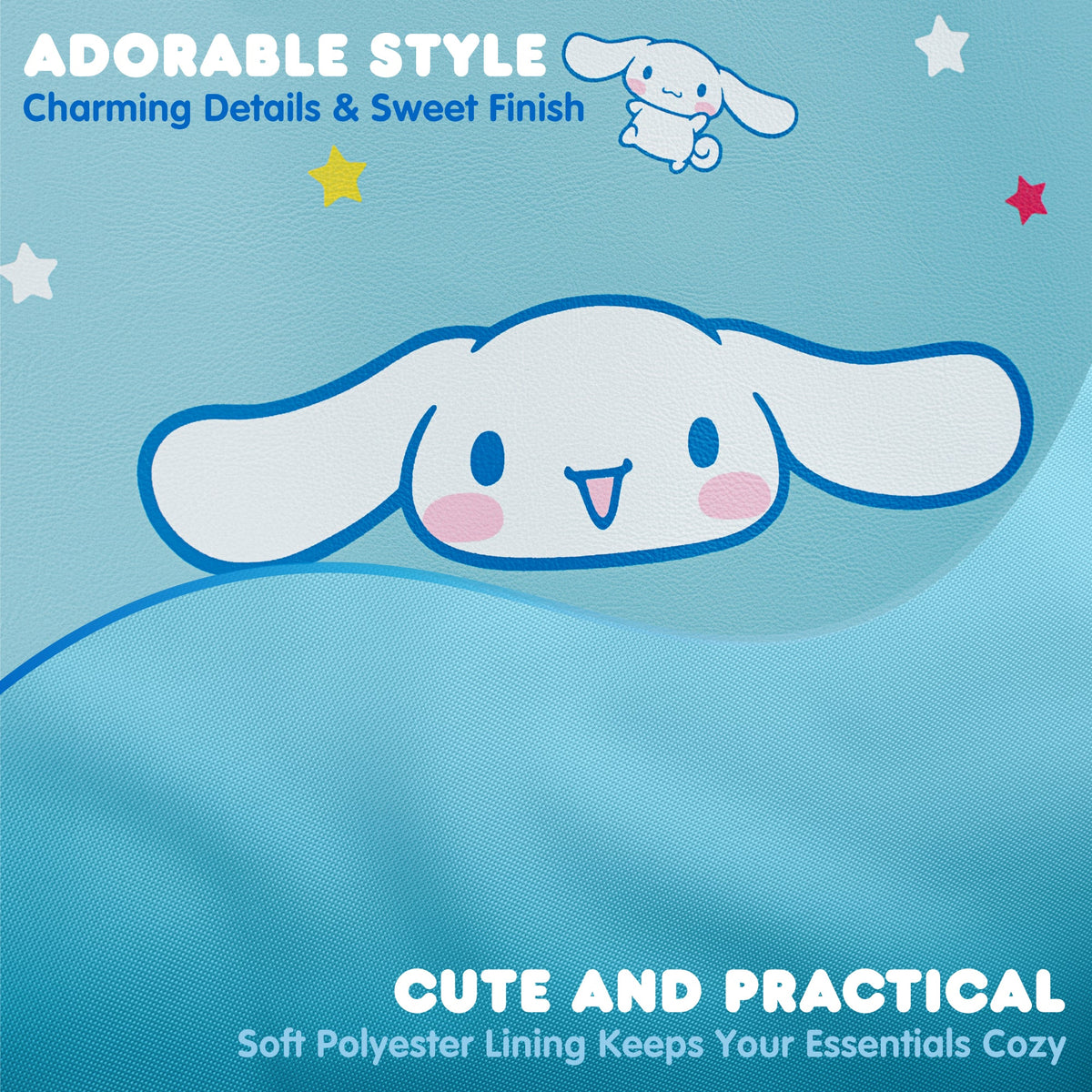 Sanrio Cinnamoroll Car Trunk Organizer and Storage Bin - Collapsible Compartment, Heavy Duty, Fold Up for Easy Storage, Automotive Seat Cargo for Groceries Tools - 12.5L x 12.5W x 9H
