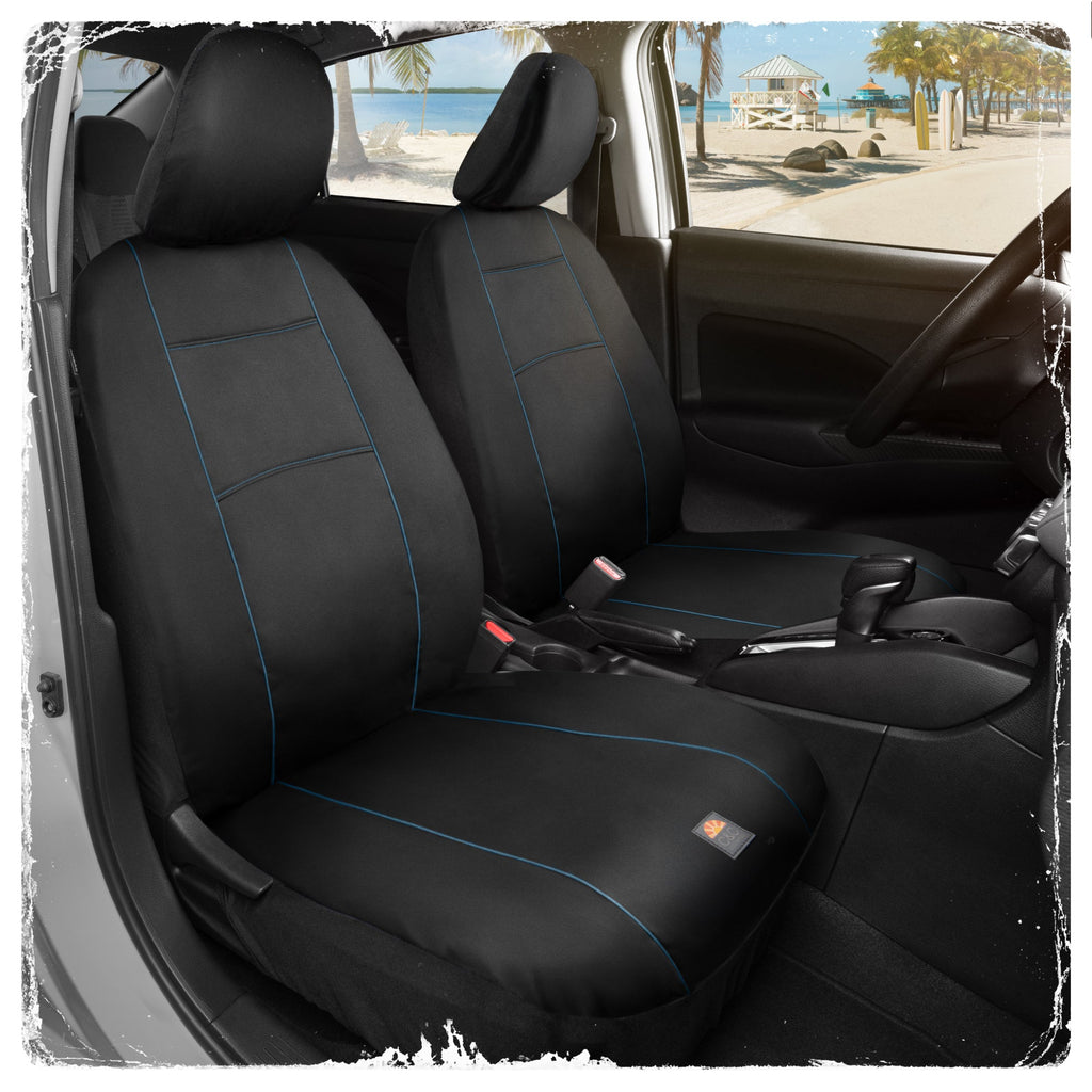 C&C Napa Leatherette 2 Front Seat Covers - Faux Leather Car Seat Protectors for Cars & Trucks - UV-Resistant, Easy to Clean, Universal Fit - Stylish Coastal Design for Summer Car Interior Upgrade