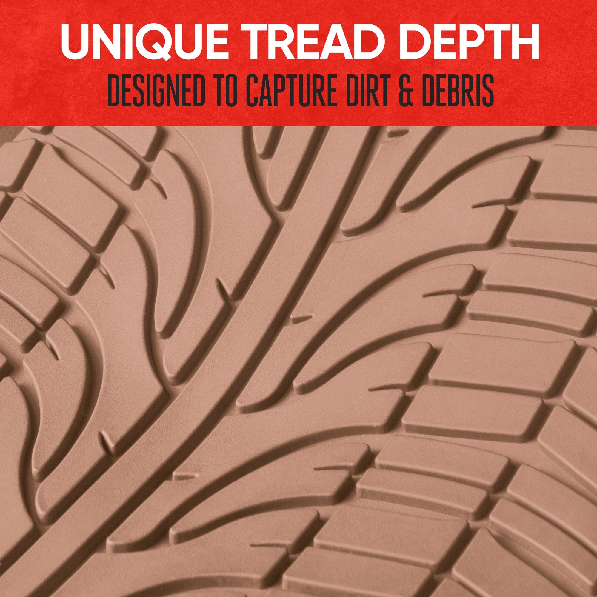 MotorTrend 4-Piece Grand Prix Tire Tread Front Floor Mats and Rear Floor Mats - Heavy Duty, All Weather, Trim to Fit