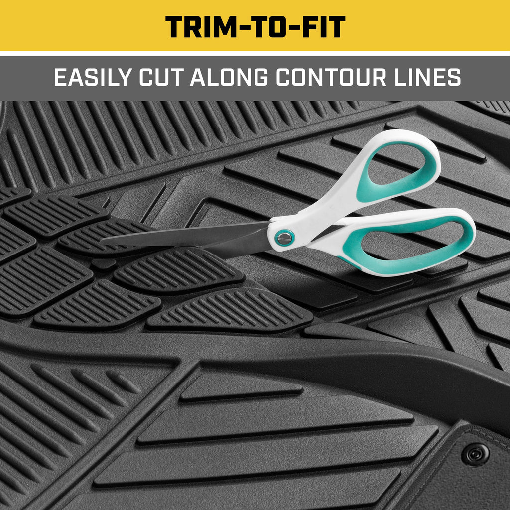CAT 4-Piece Detachable Carpet Deep Dish Front Floor Mats and Rear Floor Mats - Heavy Duty, All Weather, Trim to Fit
