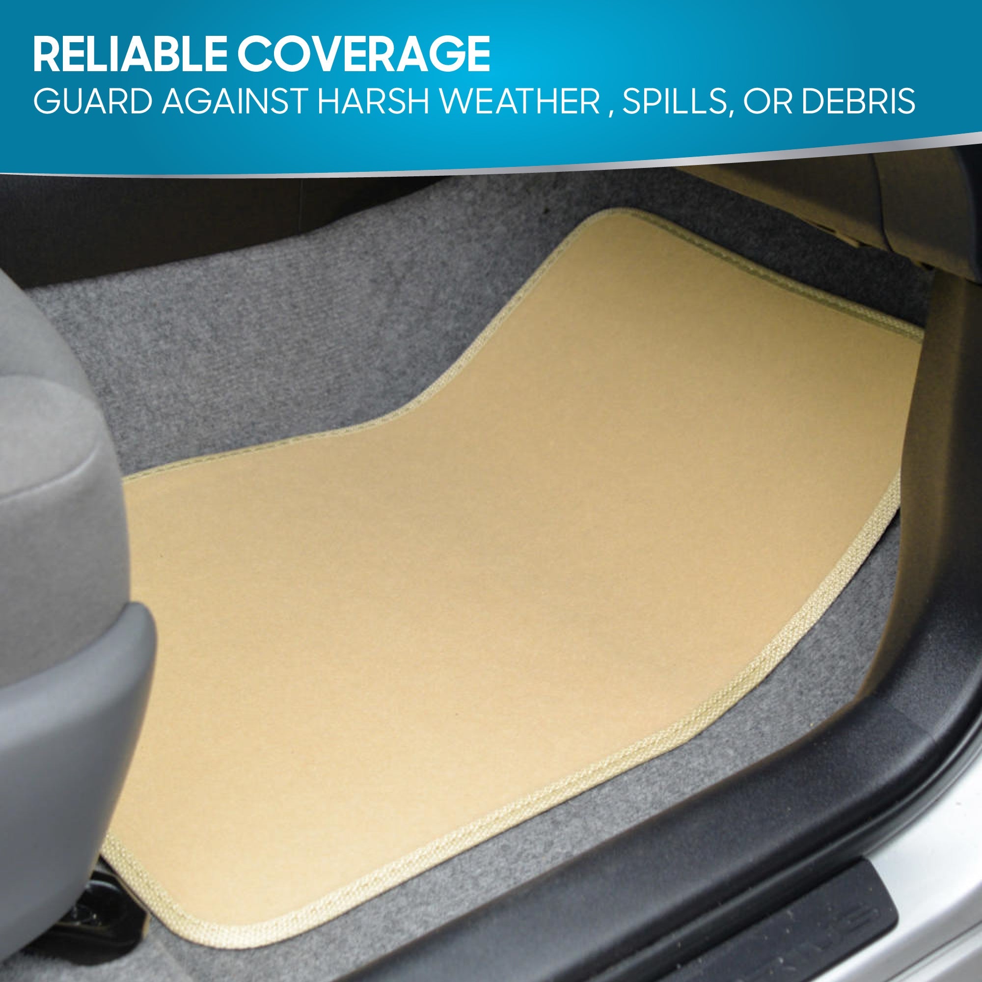 BDK 4-Piece Premium Carpet Non-Slip Heel Pad Front Floor Mats and Rear Floor Mats