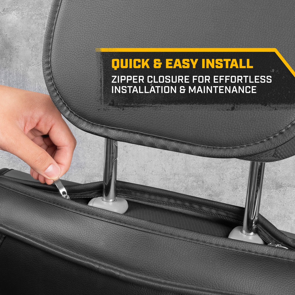 CAT® Edge Deluxe Car Seat Covers for Front Seats - Premium Two-Tone Faux Leather Seat Covers for Cars with Universal Fit, Rugged Automotive Seat Covers for Trucks, Interior Seat Covers for SUV