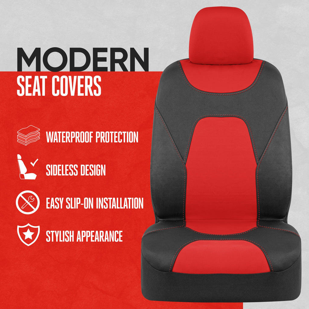 MotorTrend 2-Pack AquaShield Water-Proof Two-Tone Neoprene Front Seat Covers