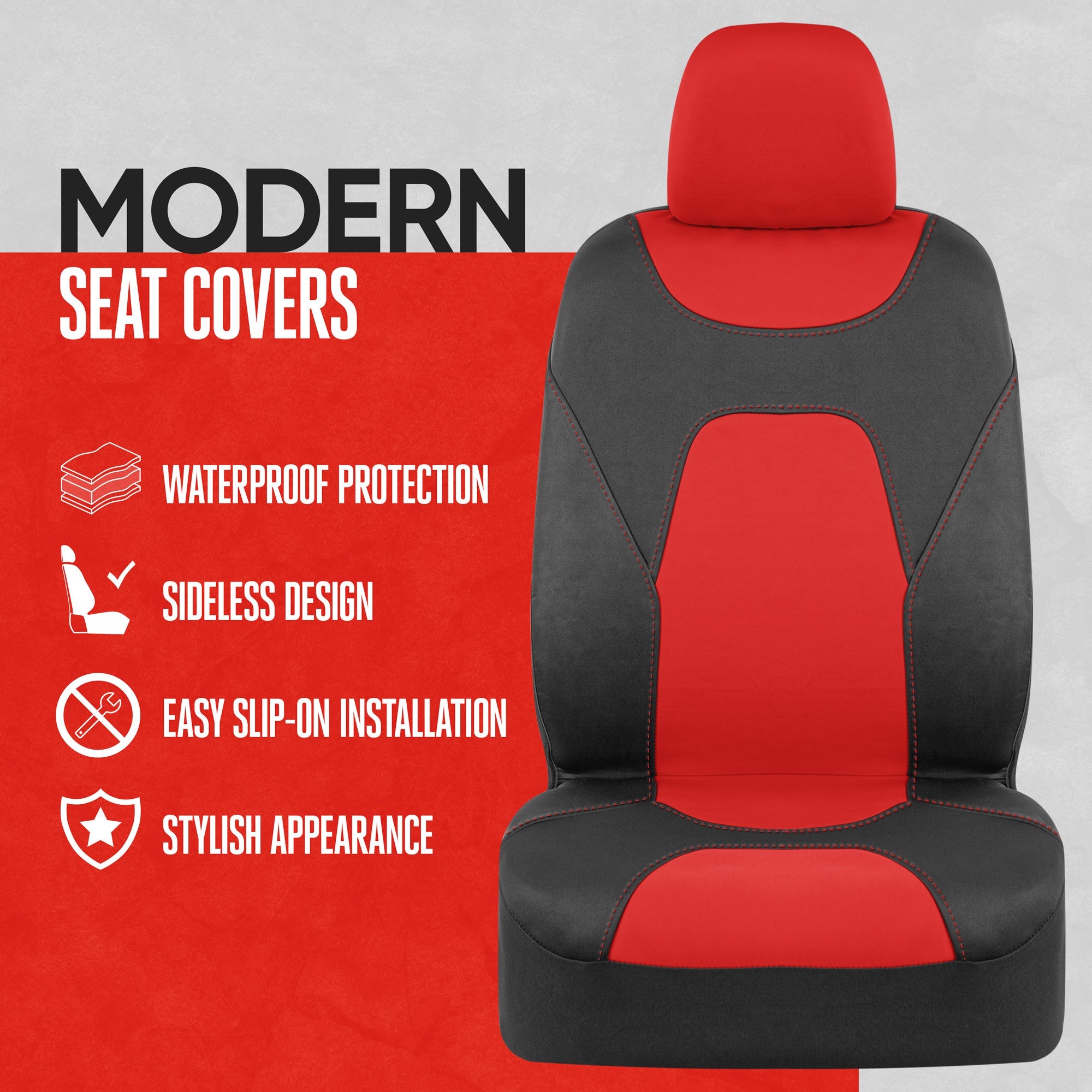 MotorTrend 2-Pack AquaShield Water-Proof Two-Tone Neoprene Front Seat Covers