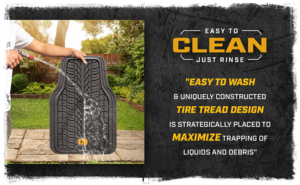 CAT ToughTread 4-Piece Front Floor Mats and Rear Floor Mats - Heavy Duty, All Weather, Trimmable